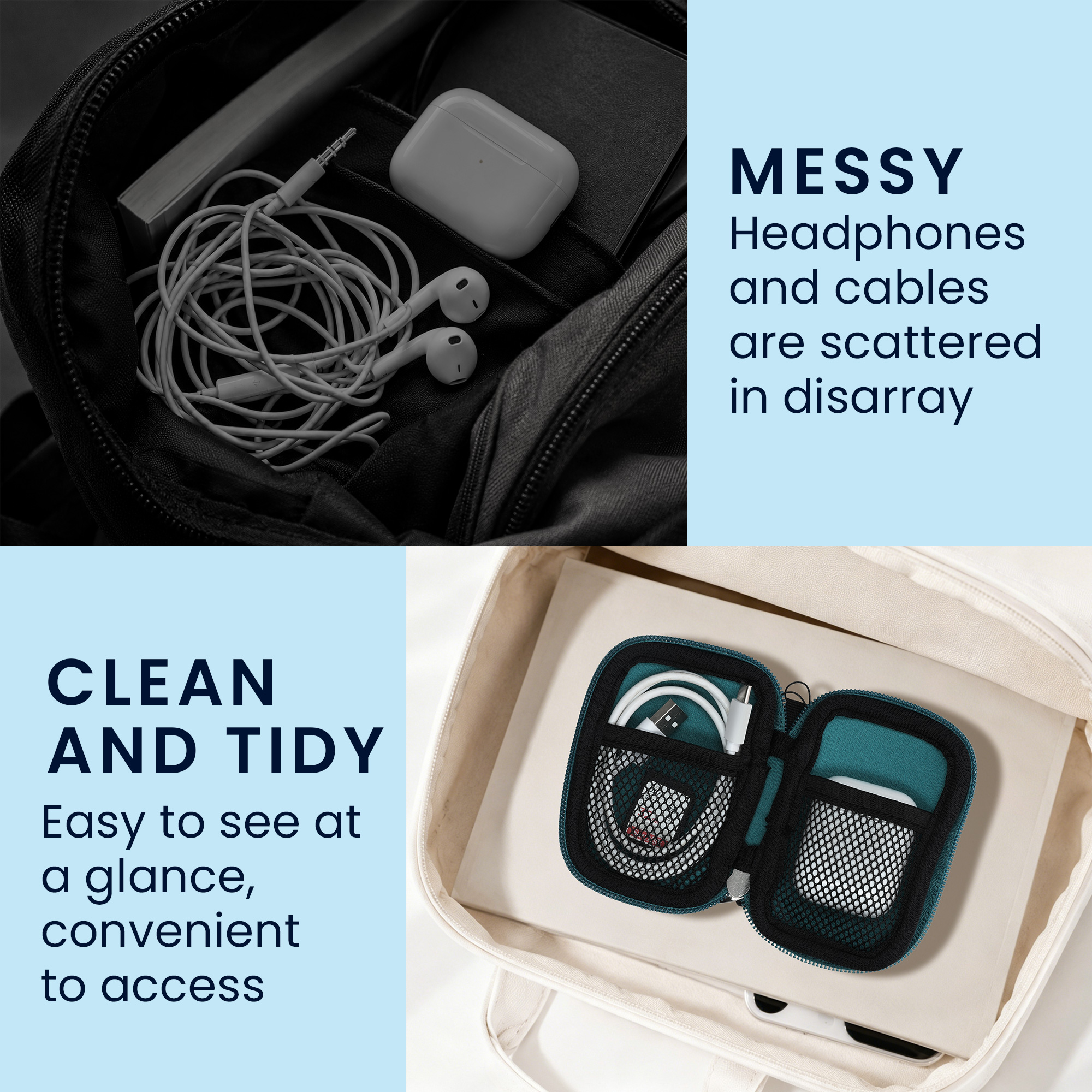 Pouzdro na sluchátka kwmobile pro Earbuds - petrolejová