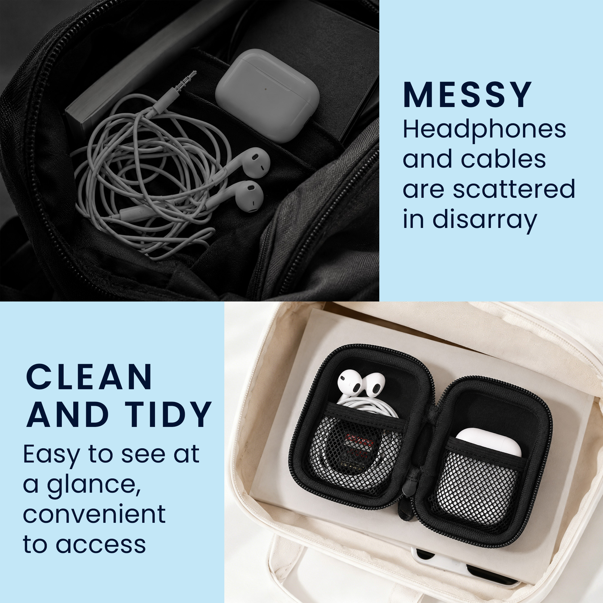 Pouzdro na sluchátka kwmobile pro in-ear Headphones - Kočka
