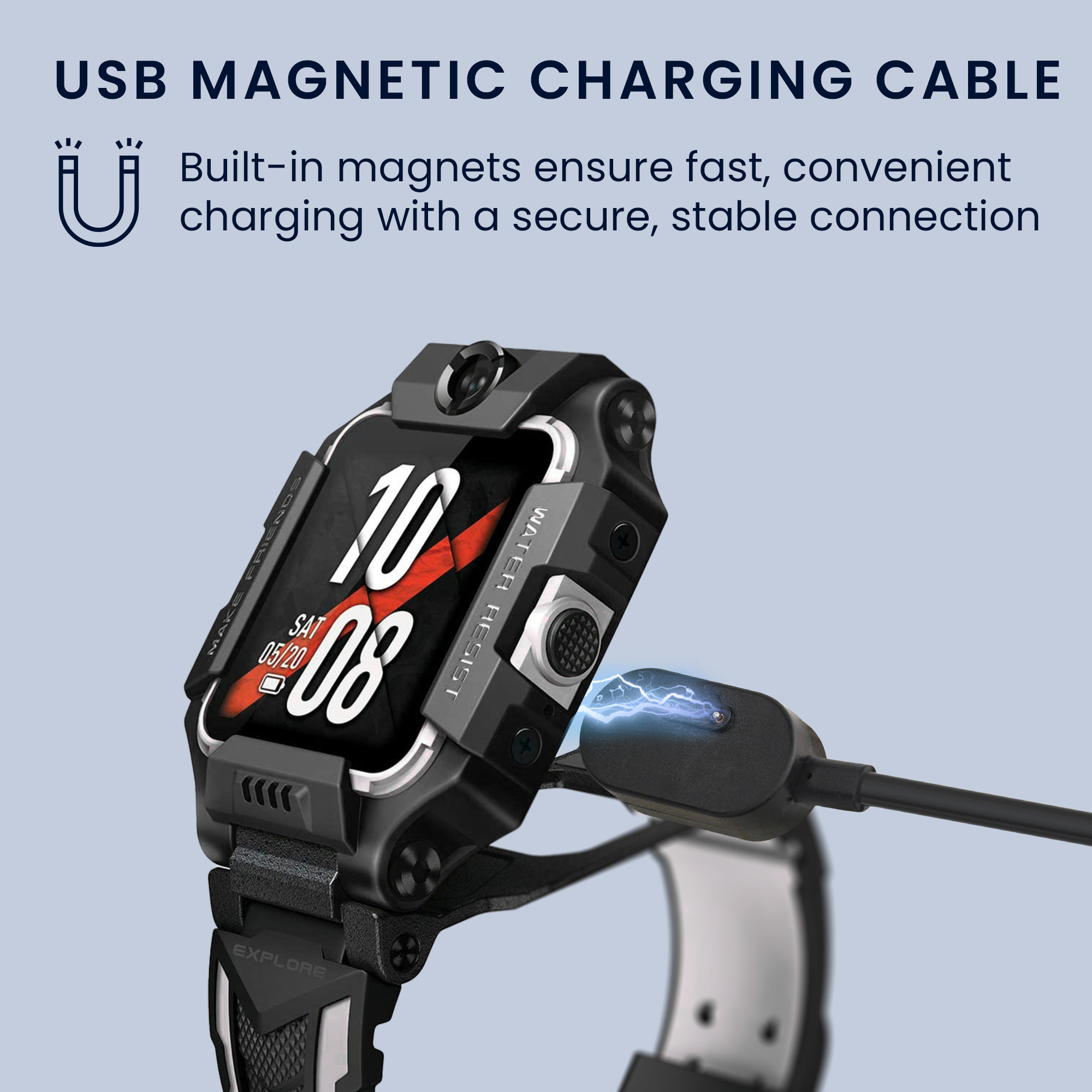 Náhradní nabíjecí kabel hodinky imoo Watch Phone Z6 USB černá kwmobile