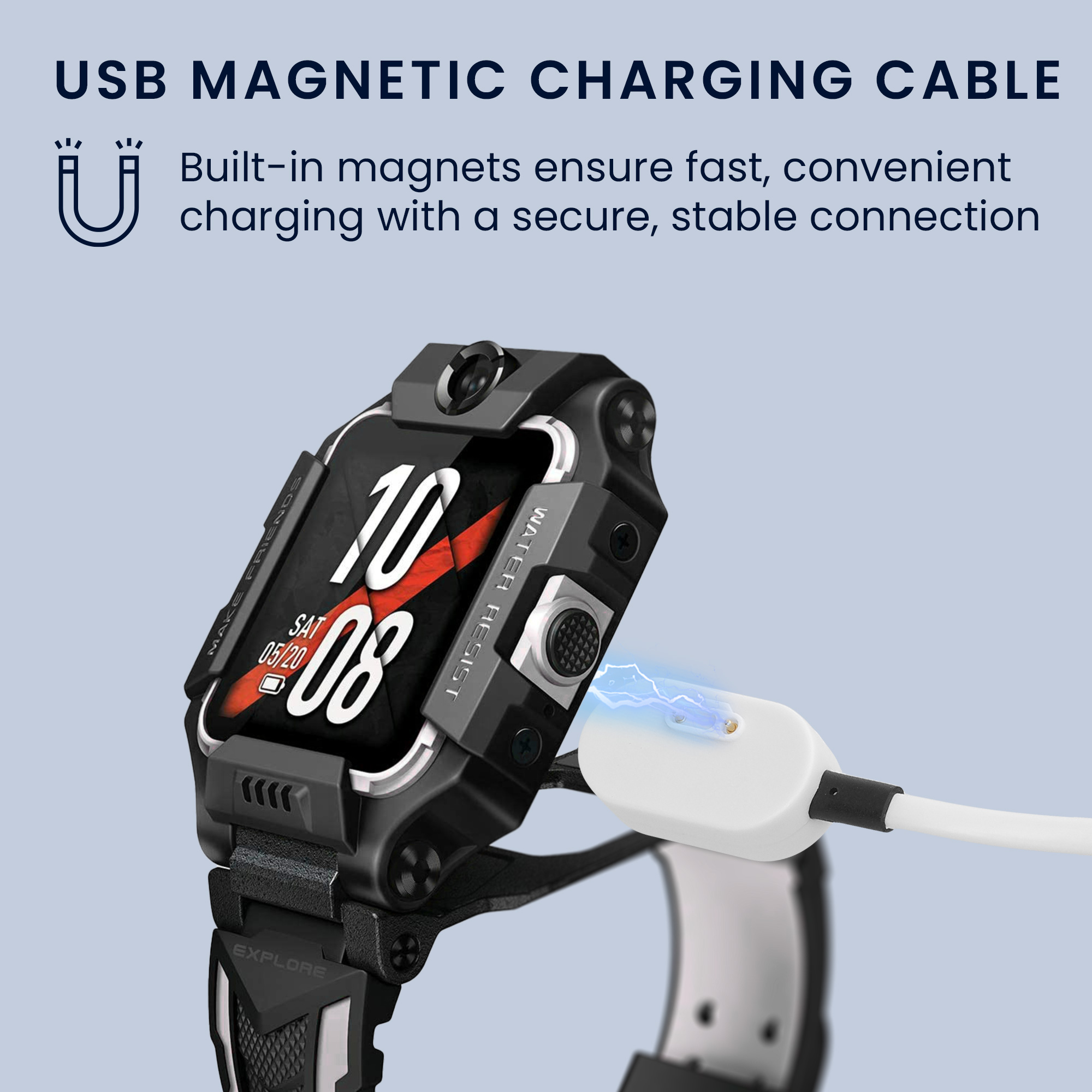 Náhradní nabíjecí kabel hodinky imoo Watch Phone Z6 USB bílá kwmobile