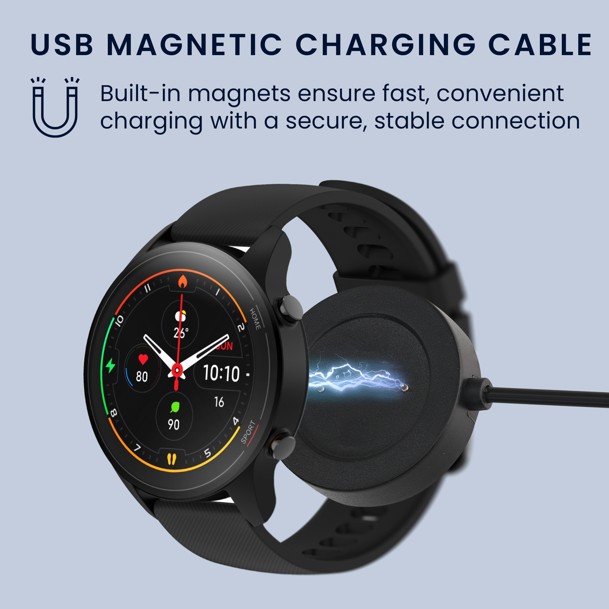 Nabíjecí kabel kwmobile pro Xiaomi Mi Watch Color Sport / S1 Active - Černá