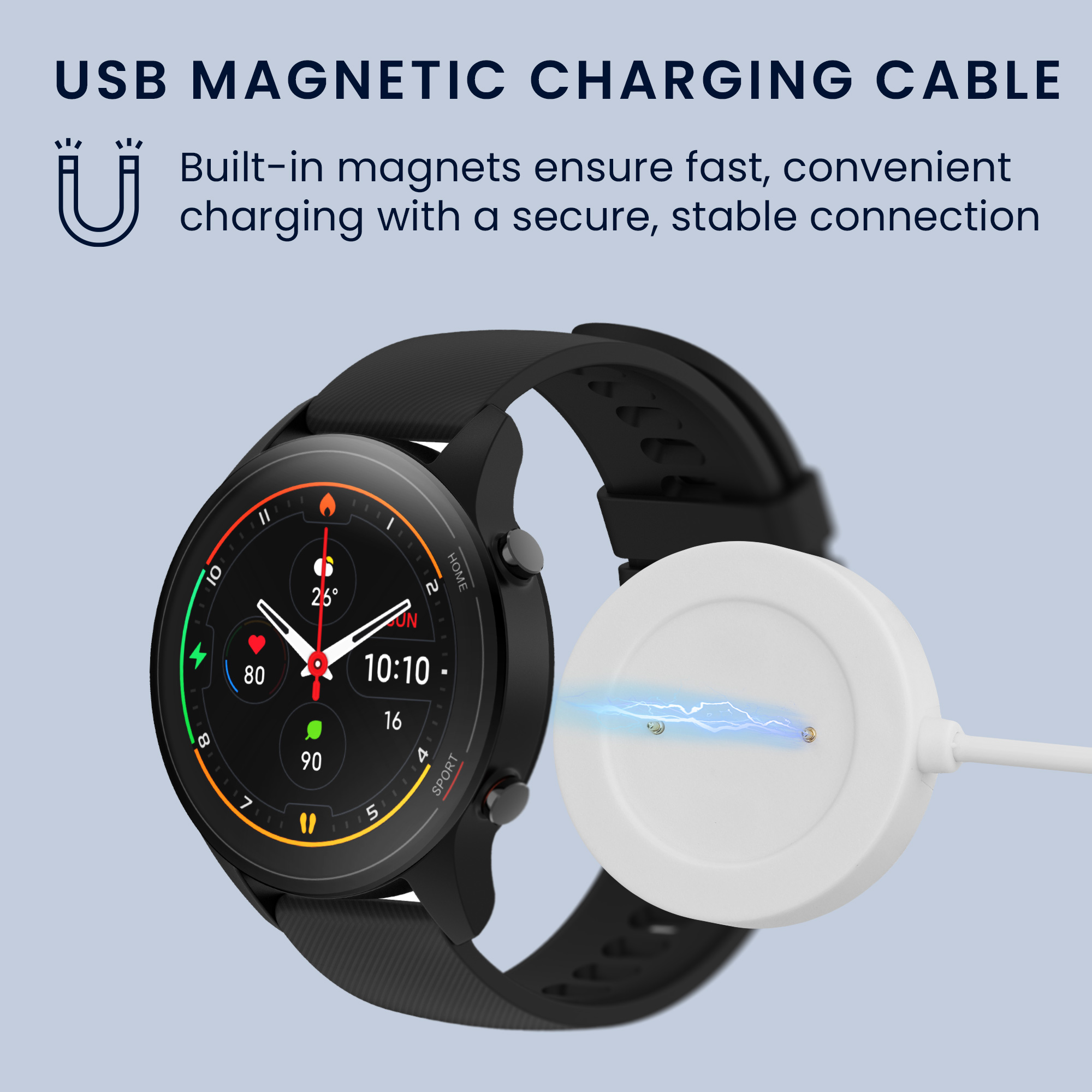 Nabíjecí kabel kwmobile pro Xiaomi Mi Watch Color Sport / S1 Active - Bílá