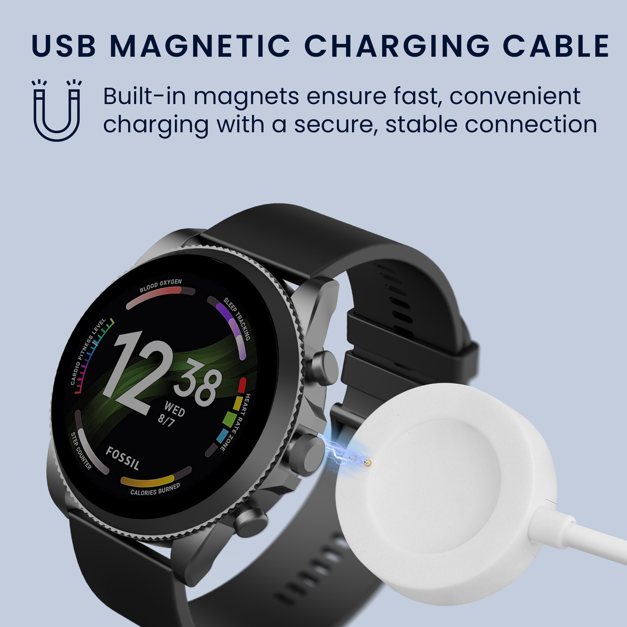 Nabíječka pro chytré hodinky kwmobile pro Fossil Gen 6 5 4 Smartwatch / Skagen… - bílá
