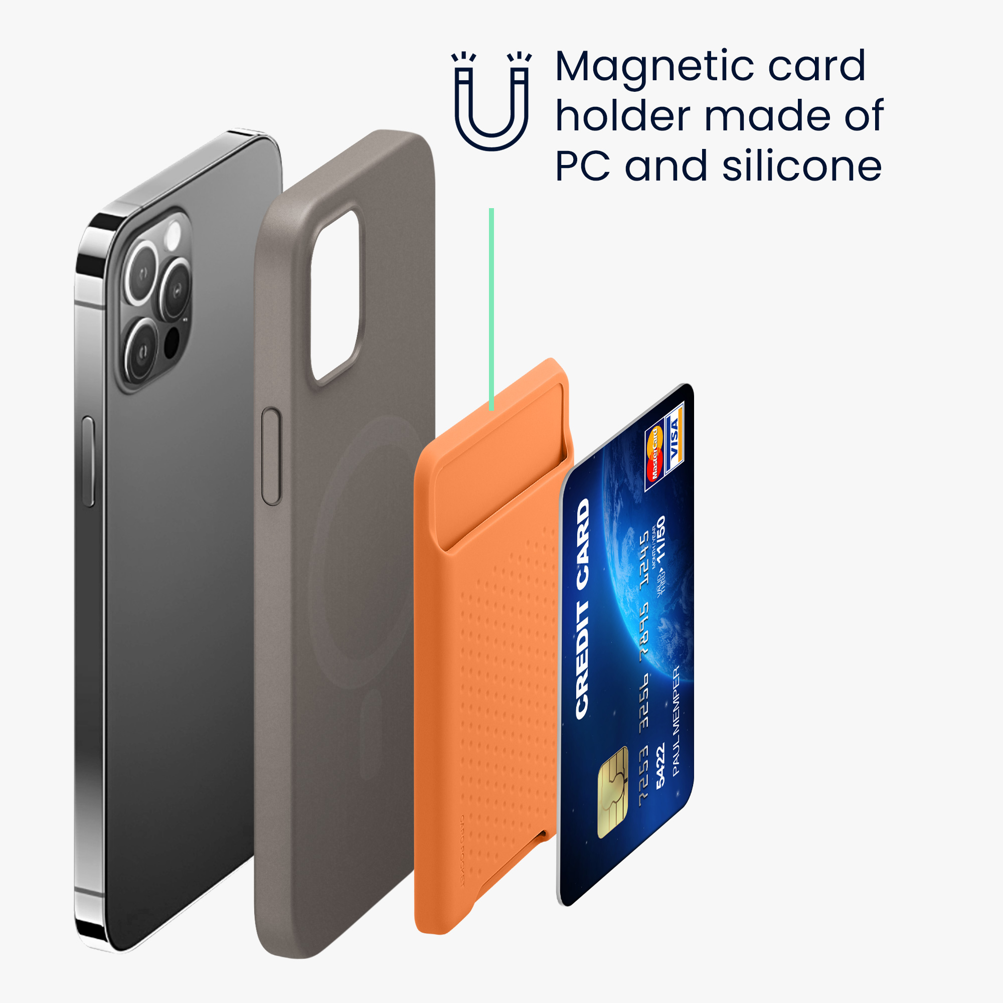 Magnetická kapsa na kartu MagSafe pro iPhone 12 až 17 kwmobile ‑ korálová
