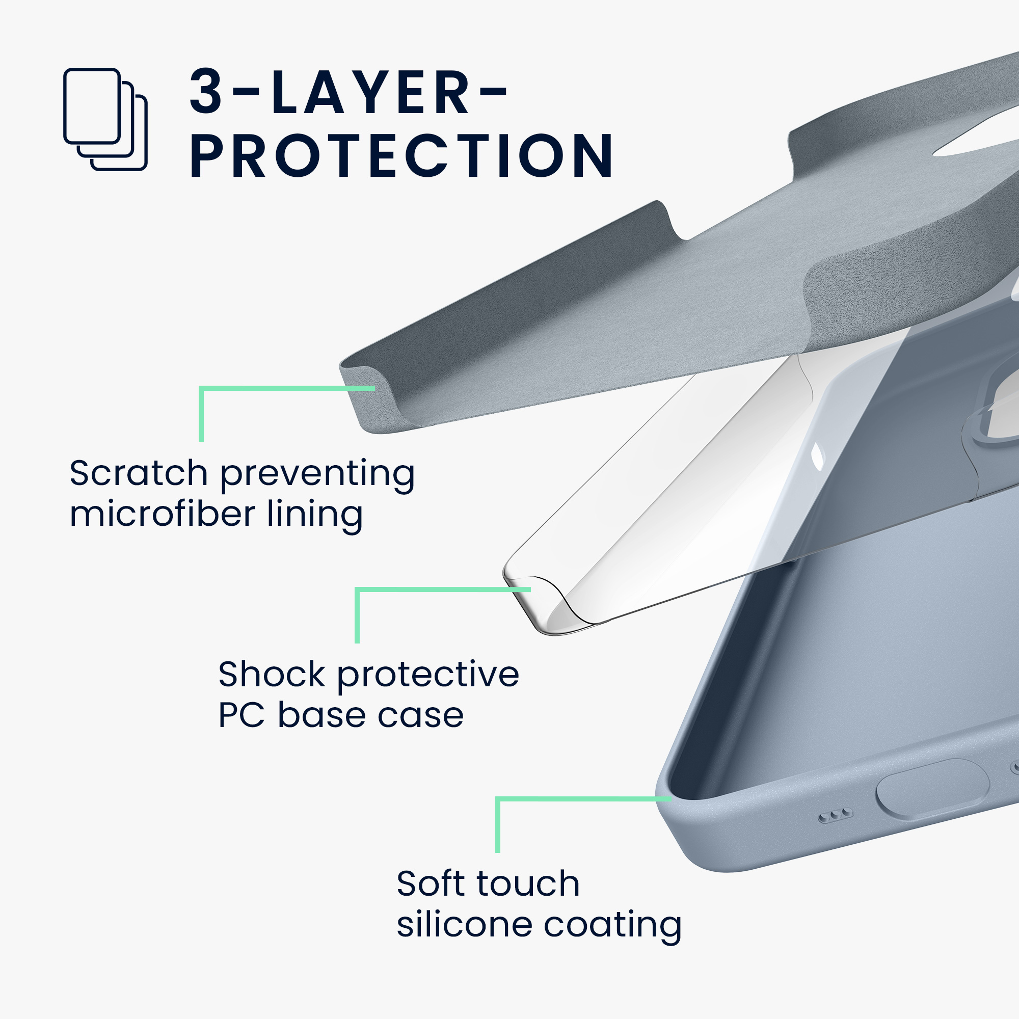 Pouzdro pro iPhone 14 Pro kwmobile tenké silikonové - matná světle modrá