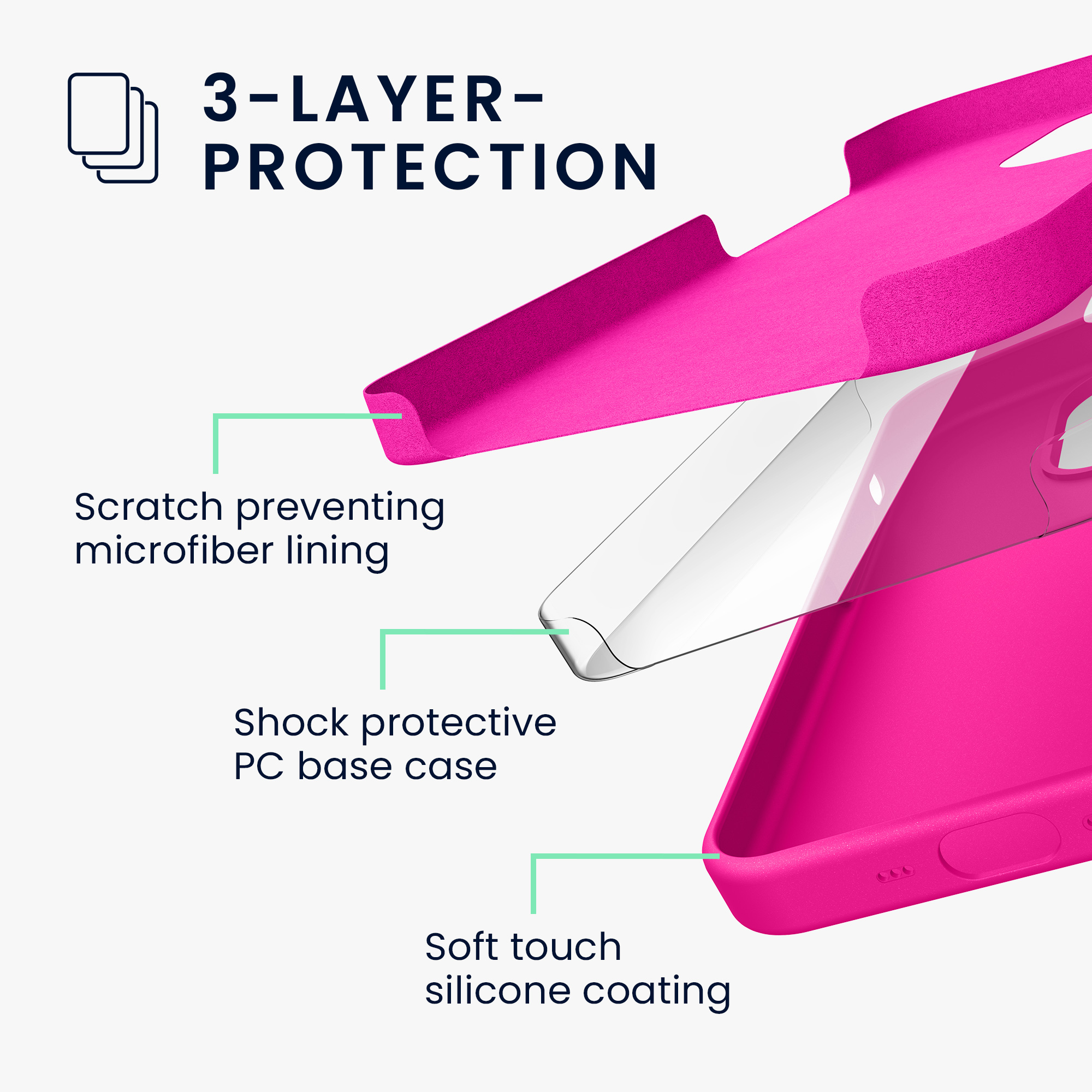 Pouzdro pro iPhone 14 Pro Max kwmobile tenké silikonové - neonově růžová
