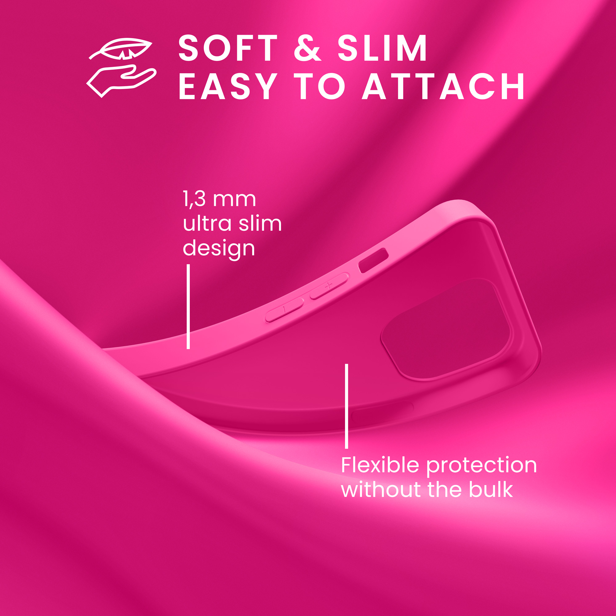 Nabíječka kwmobile slim soft-touch iPhone 14 Pro neonově růžová