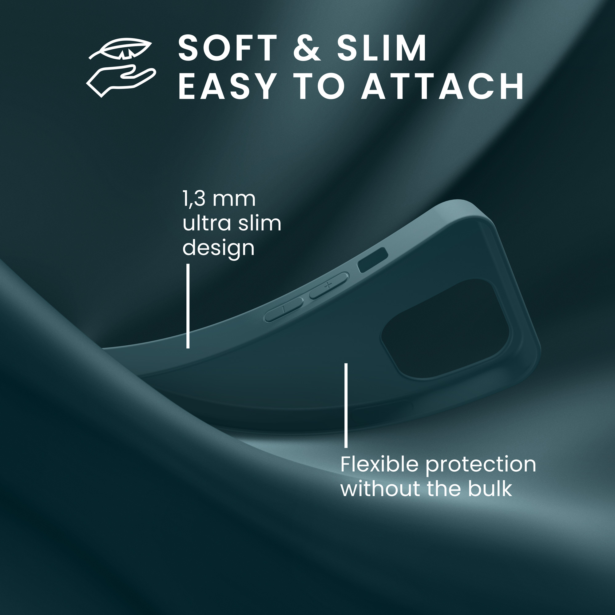 Nabíječka kwmobile slim soft-touch iPhone 14 Pro Max matná petrolejová