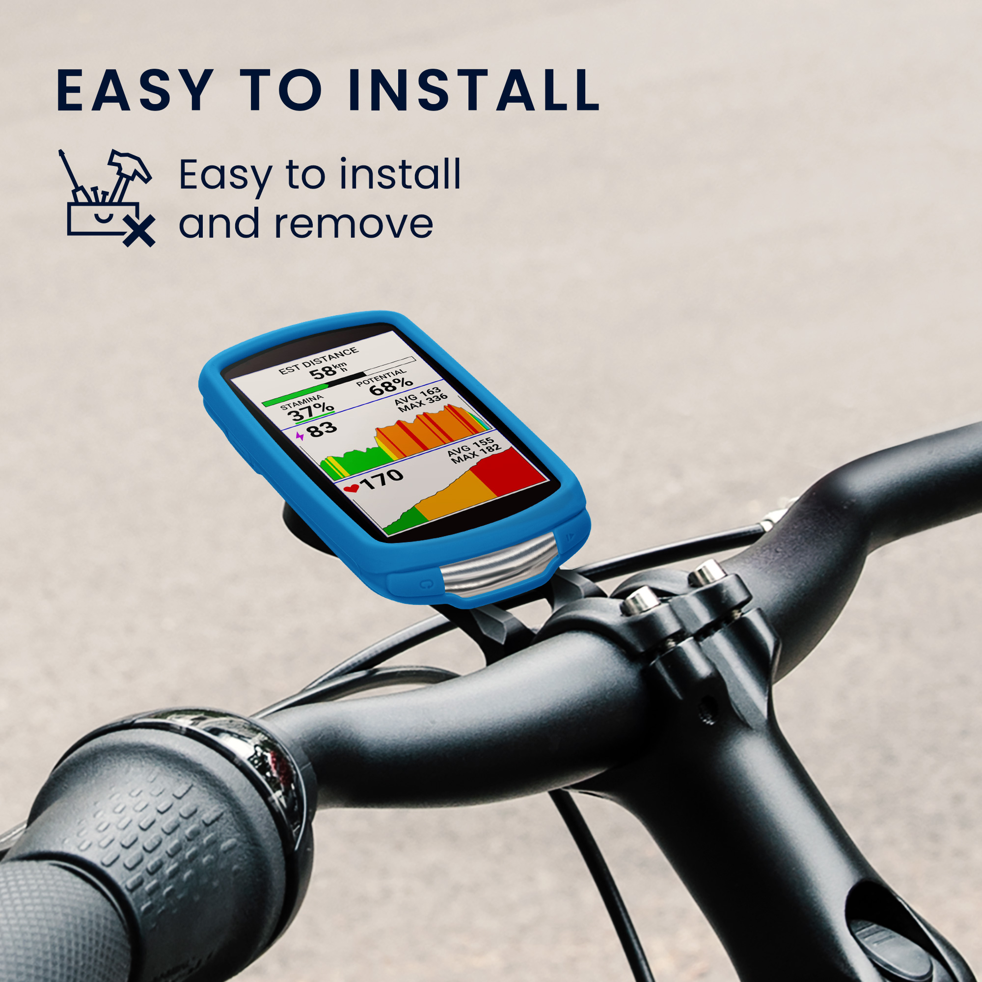 Silikonové pouzdro pro Garmin Edge 1040 / 1040 Solar kwmobile - měkký gumový ochranný kryt na cyklo GPS, modrá
