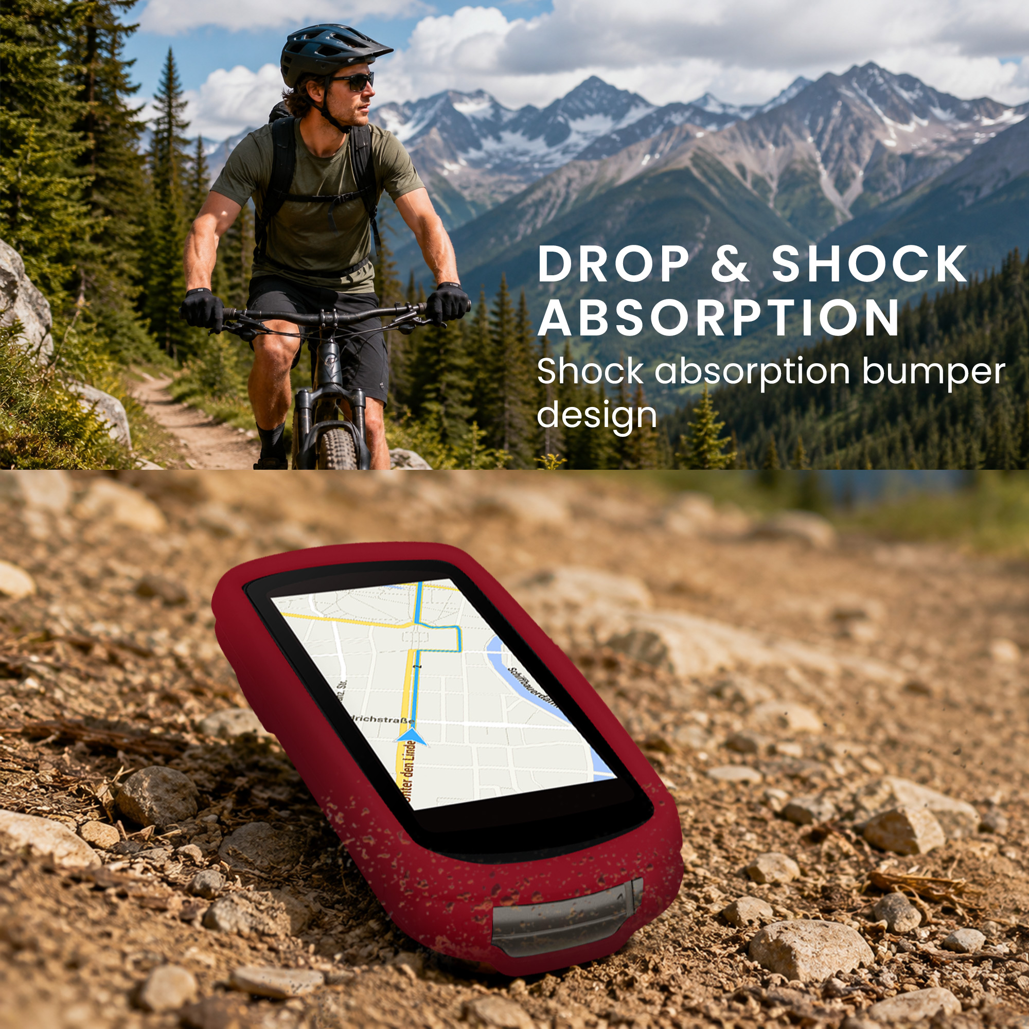 Silikonové pouzdro pro Garmin Edge 1040 / 1040 Solar kwmobile - měkký gumový ochranný kryt na cyklo GPS, vínová