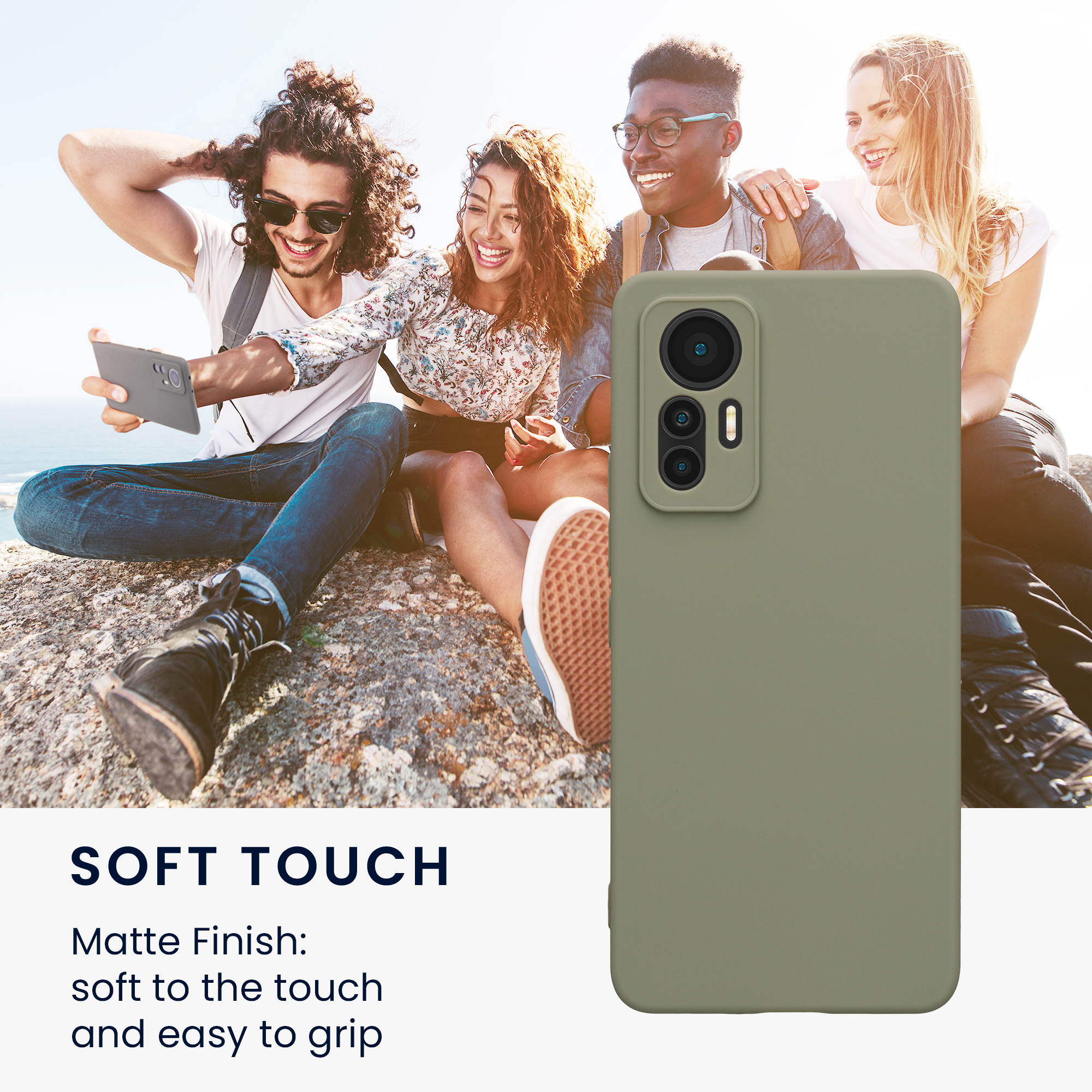 Kryt na mobil 12 Lite 5G kwmobile TPU šedo-zelený