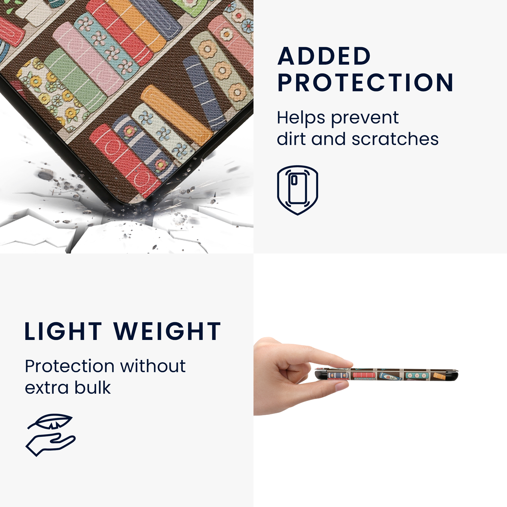 Pouzdro na čtečku kwmobile pro Amazon Kindle (2022/2024) - motiv Summer Library modrá / zelená / tmavě růžová
