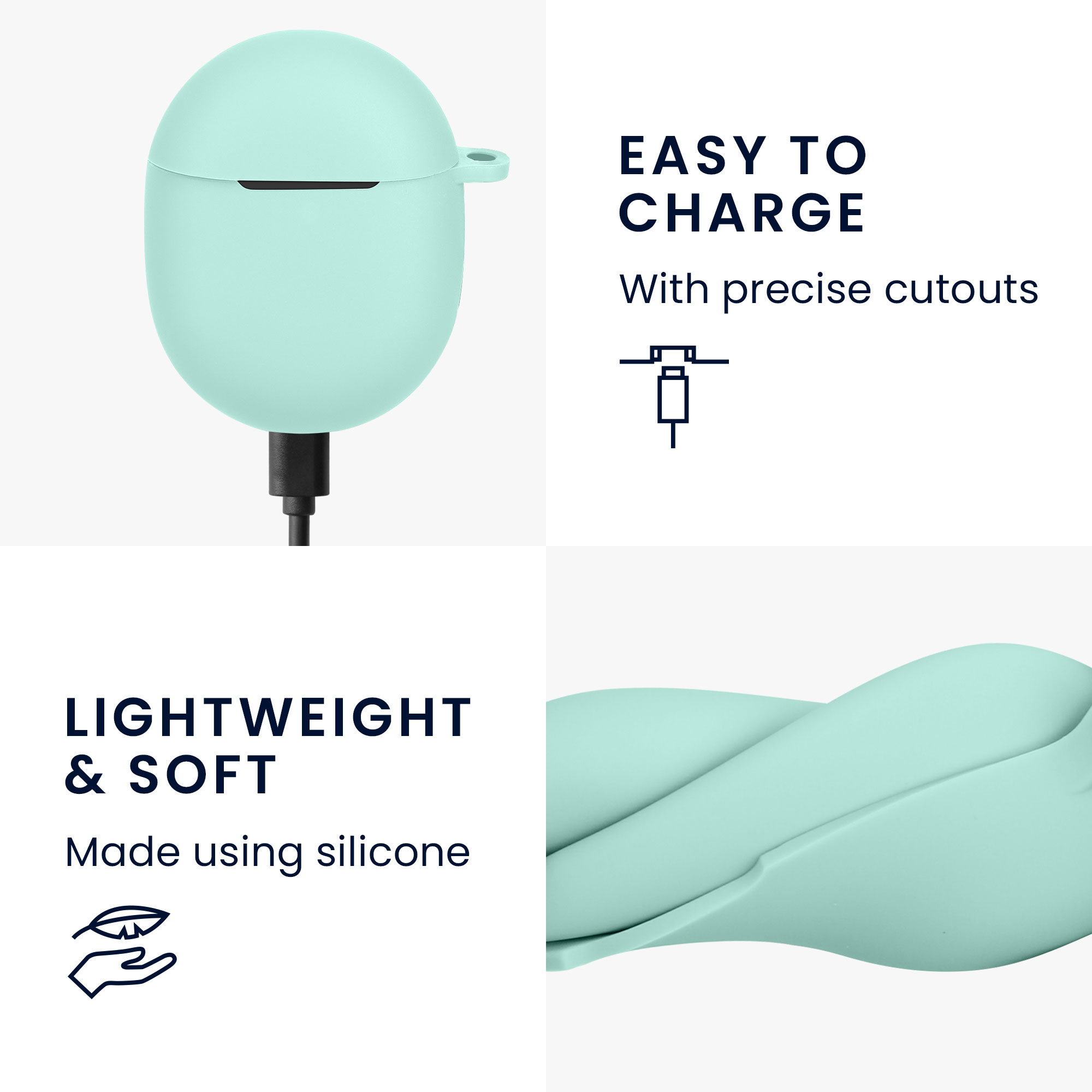 Silikonové pouzdro kwmobile pro Google Pixel Buds Pro 2 / Pixel Buds Pro - mátová