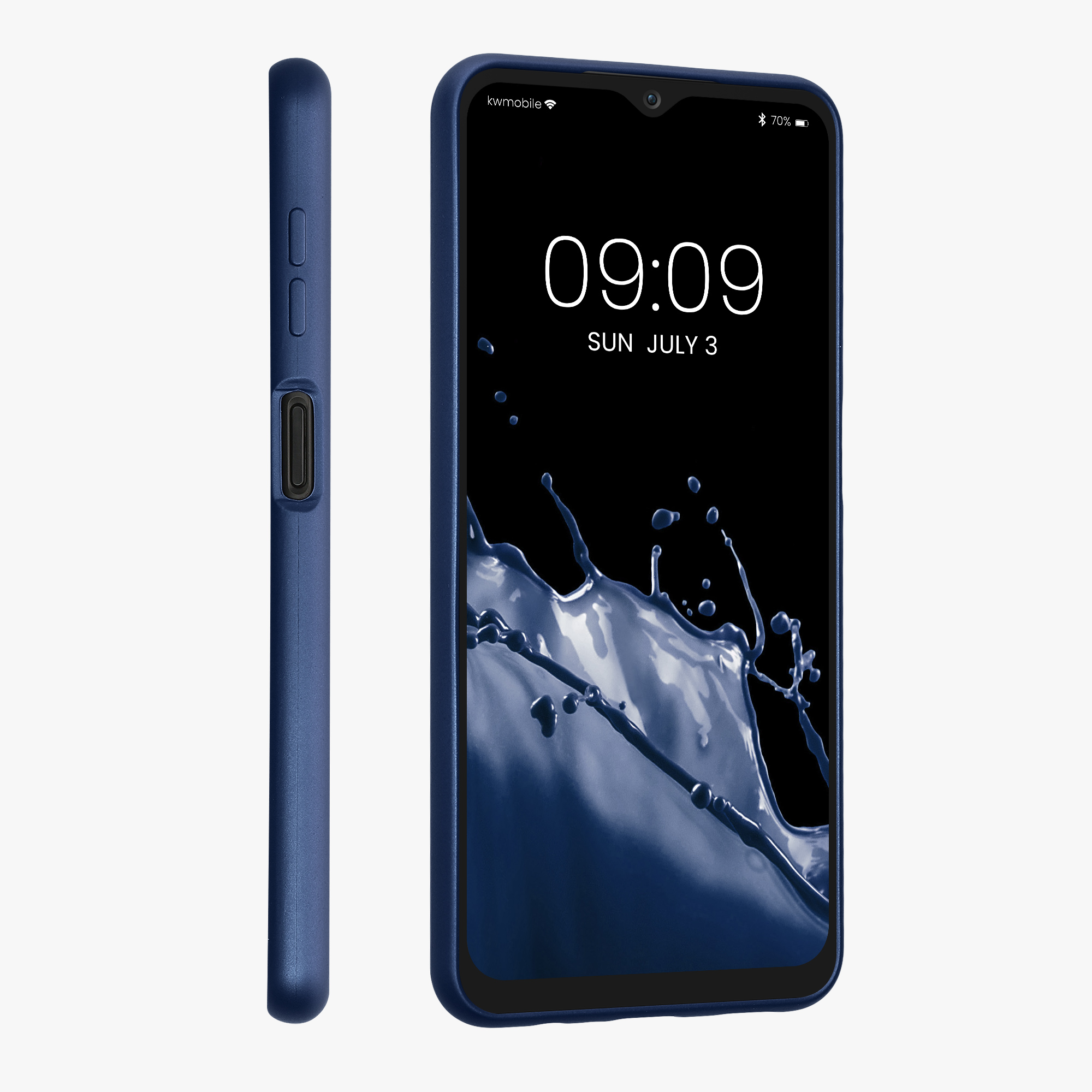 Kryt na mobil Samsung Galaxy A04s kwmobile Metallic metalicky modrý