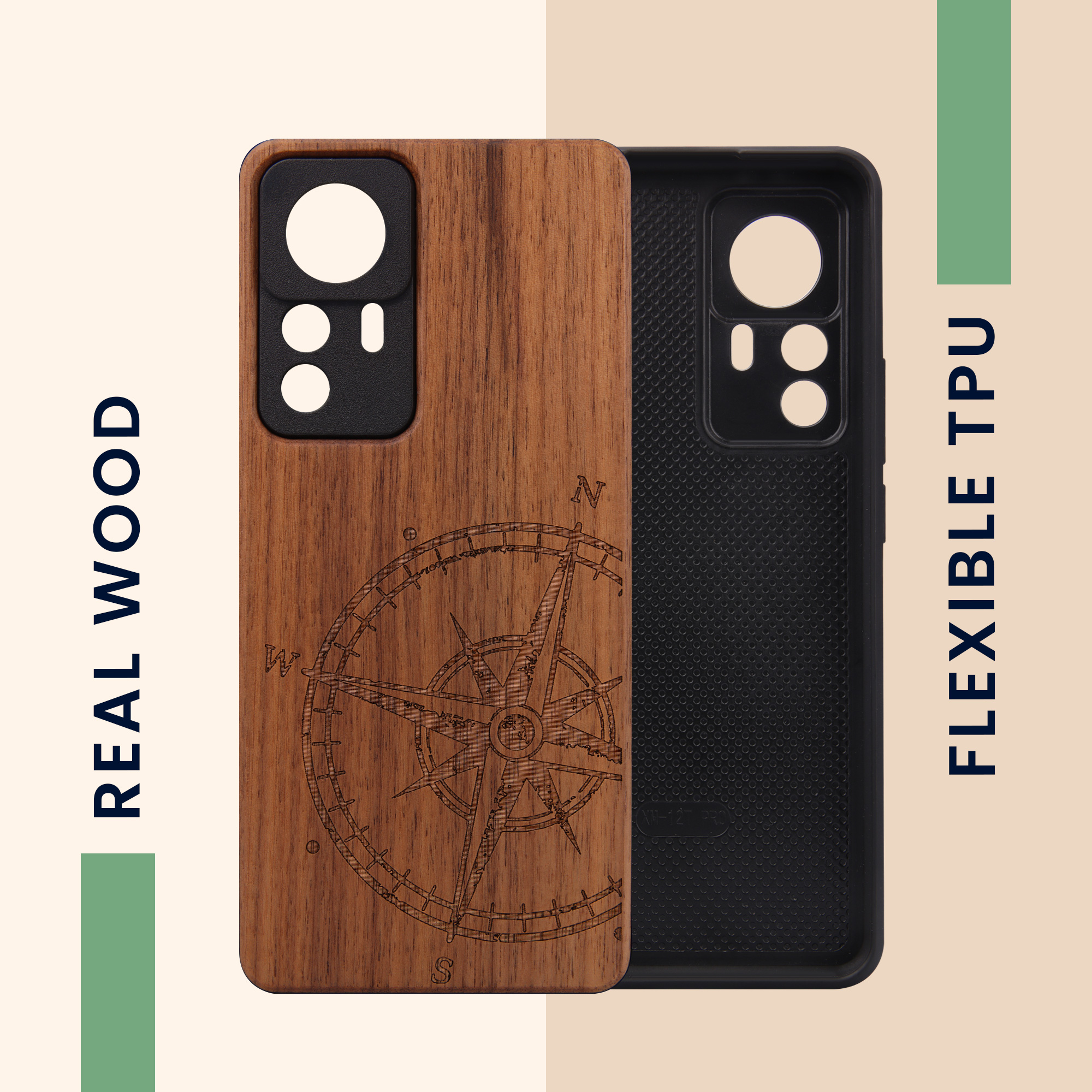 Kryt na mobil Xiaomi 12T / 12T Pro kwmobile dřevěný tmavě hnědá