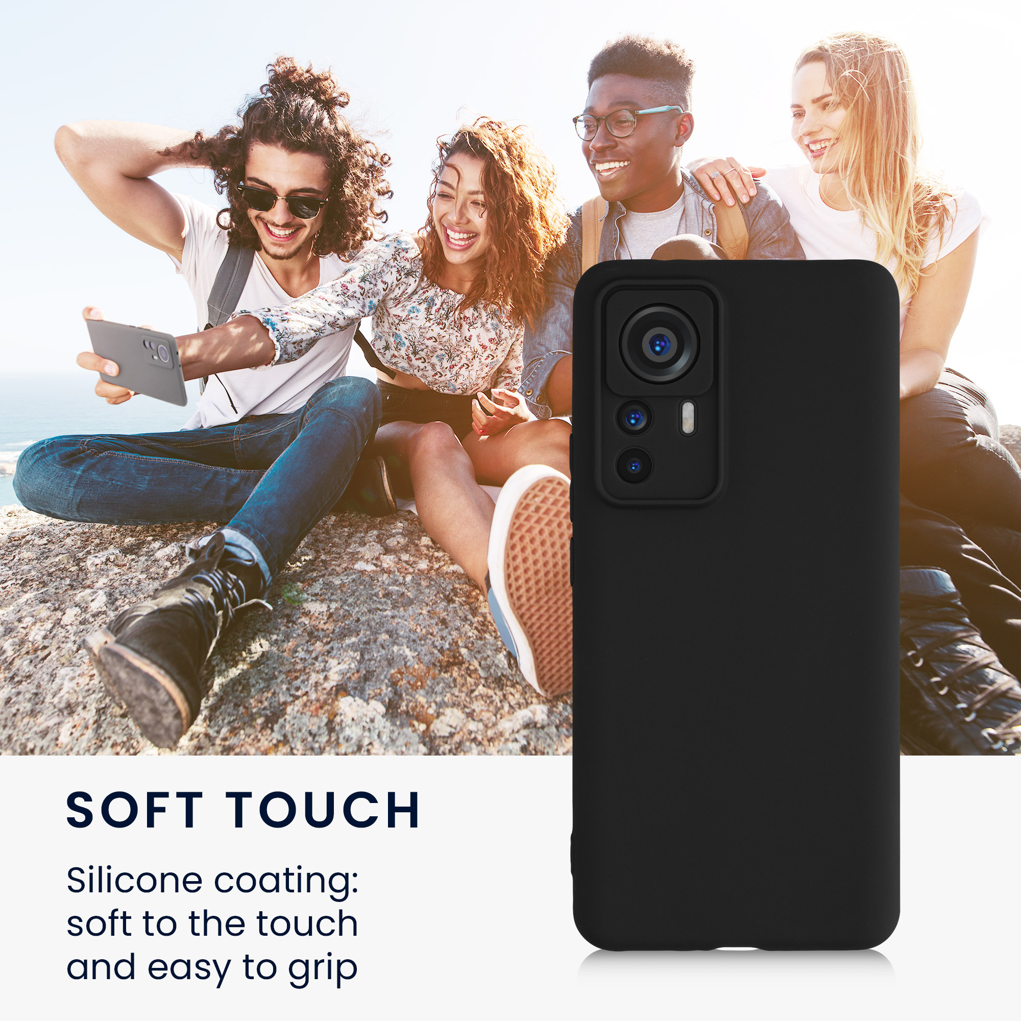 Kryt na mobil Xiaomi 12T Pro, tenký, matný - kwmobile, matný černý