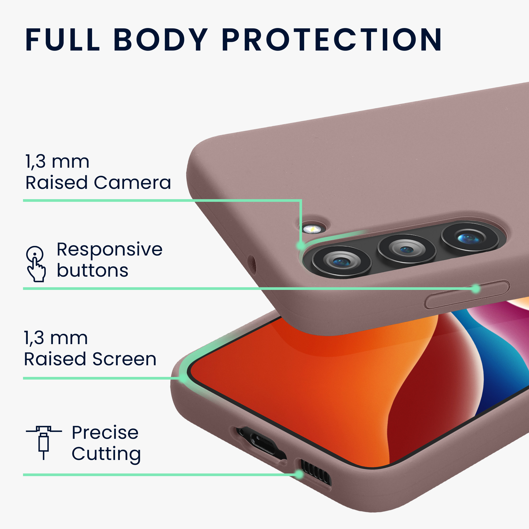 Silikonový kryt na mobil Galaxy S23 kwmobile nude lila