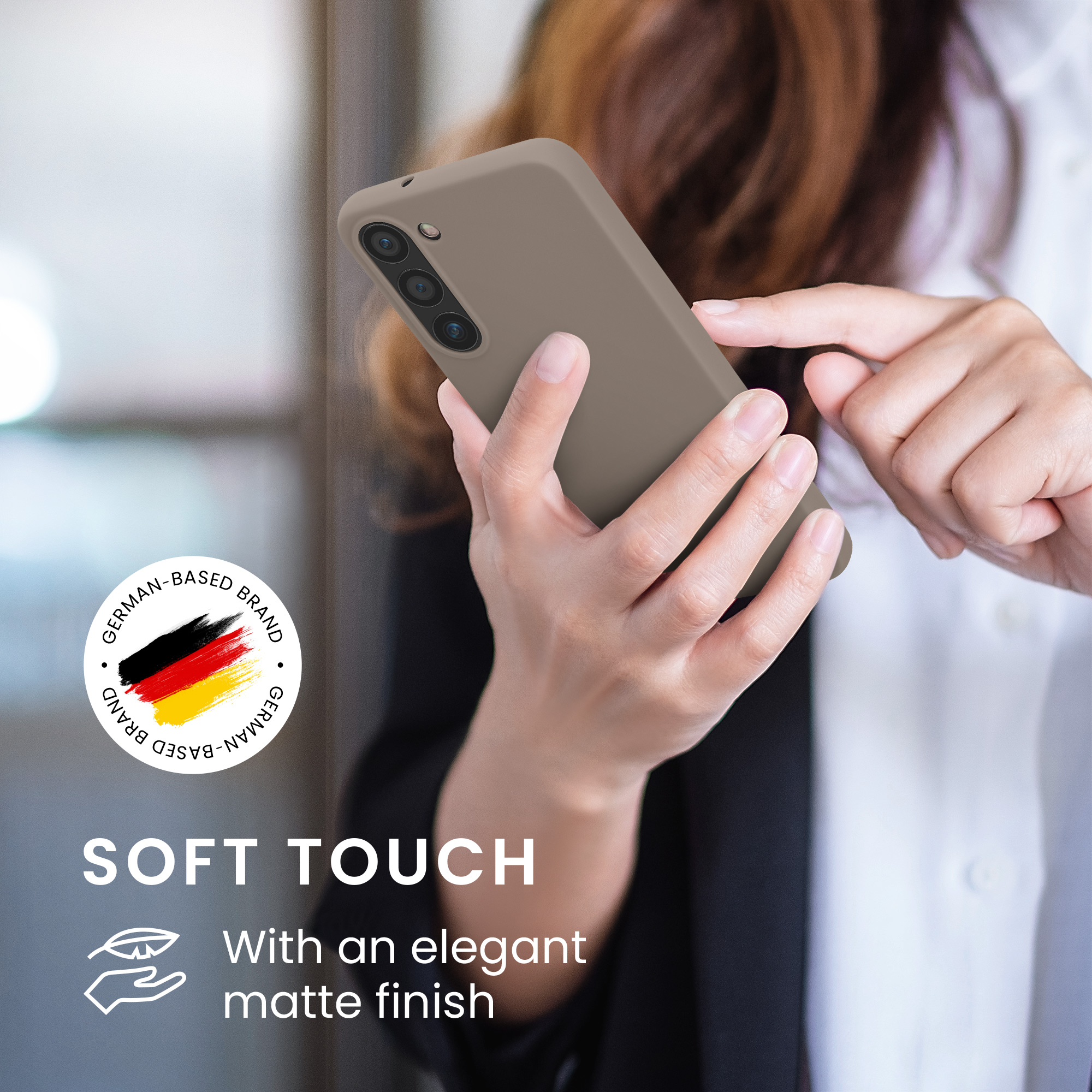 Silikonový kryt na mobil Galaxy S23 kwmobile taupe
