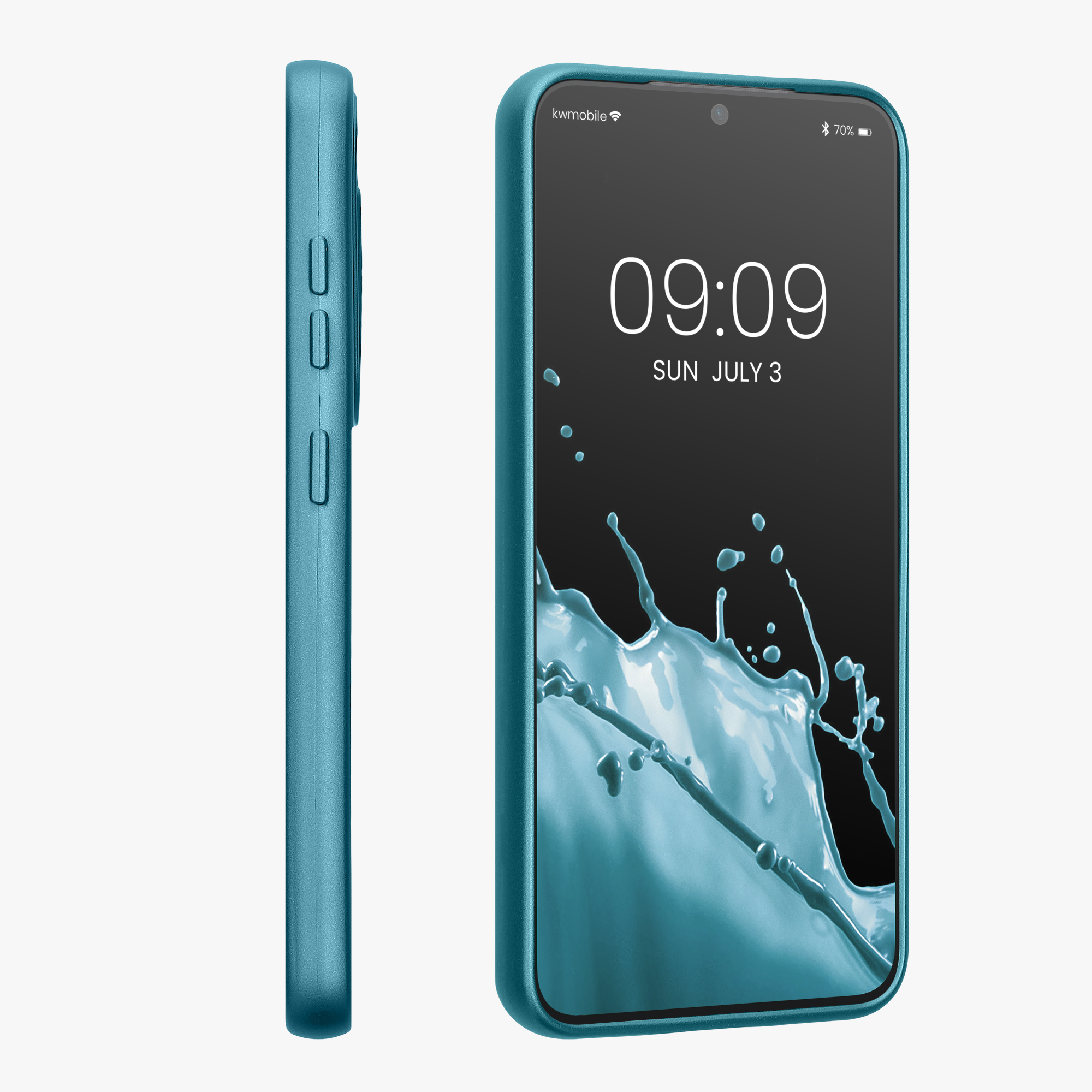 Metalický kryt na mobil Galaxy S23 kwmobile metalická karibská modrá