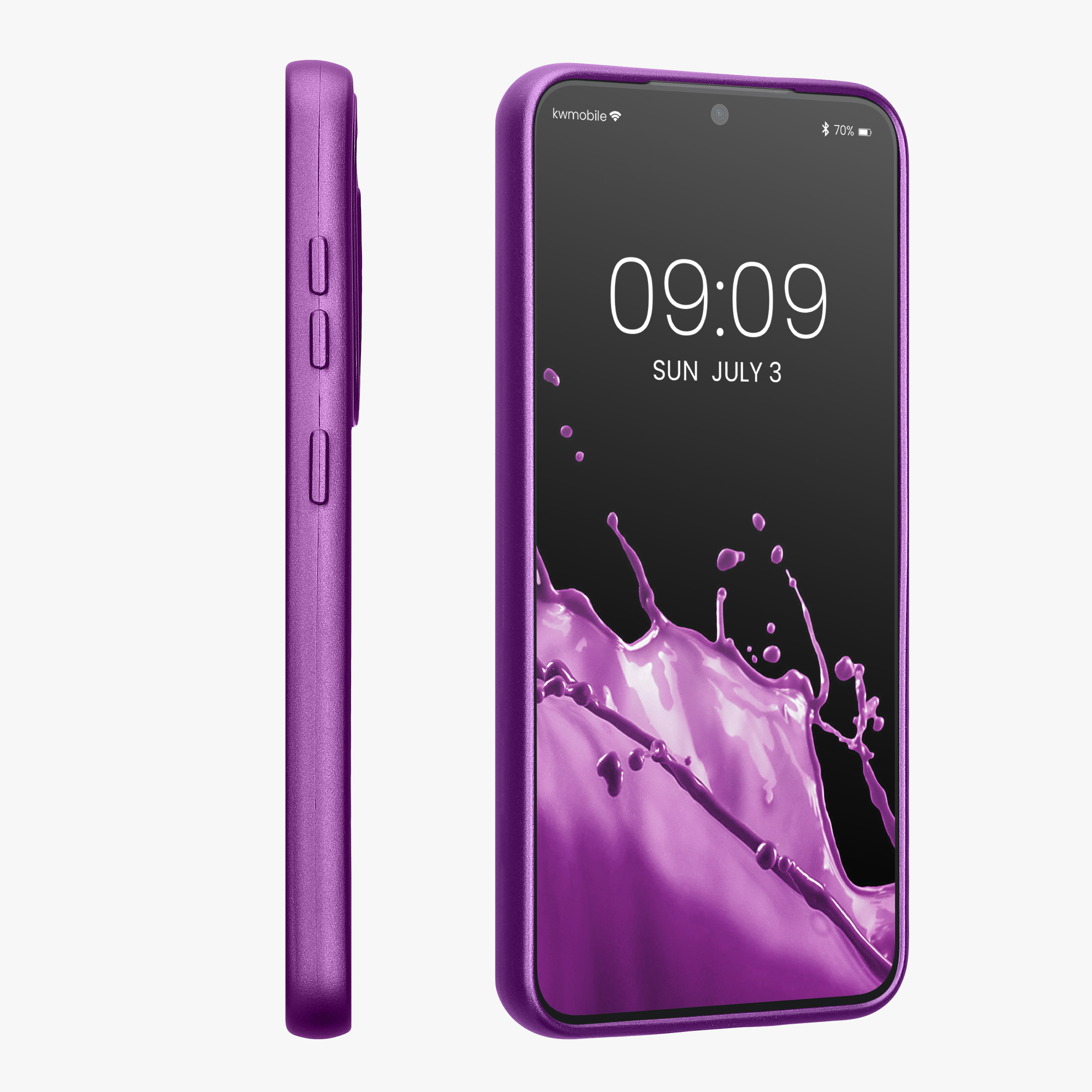Metalický kryt na mobil Galaxy S23 kwmobile metalická fialová