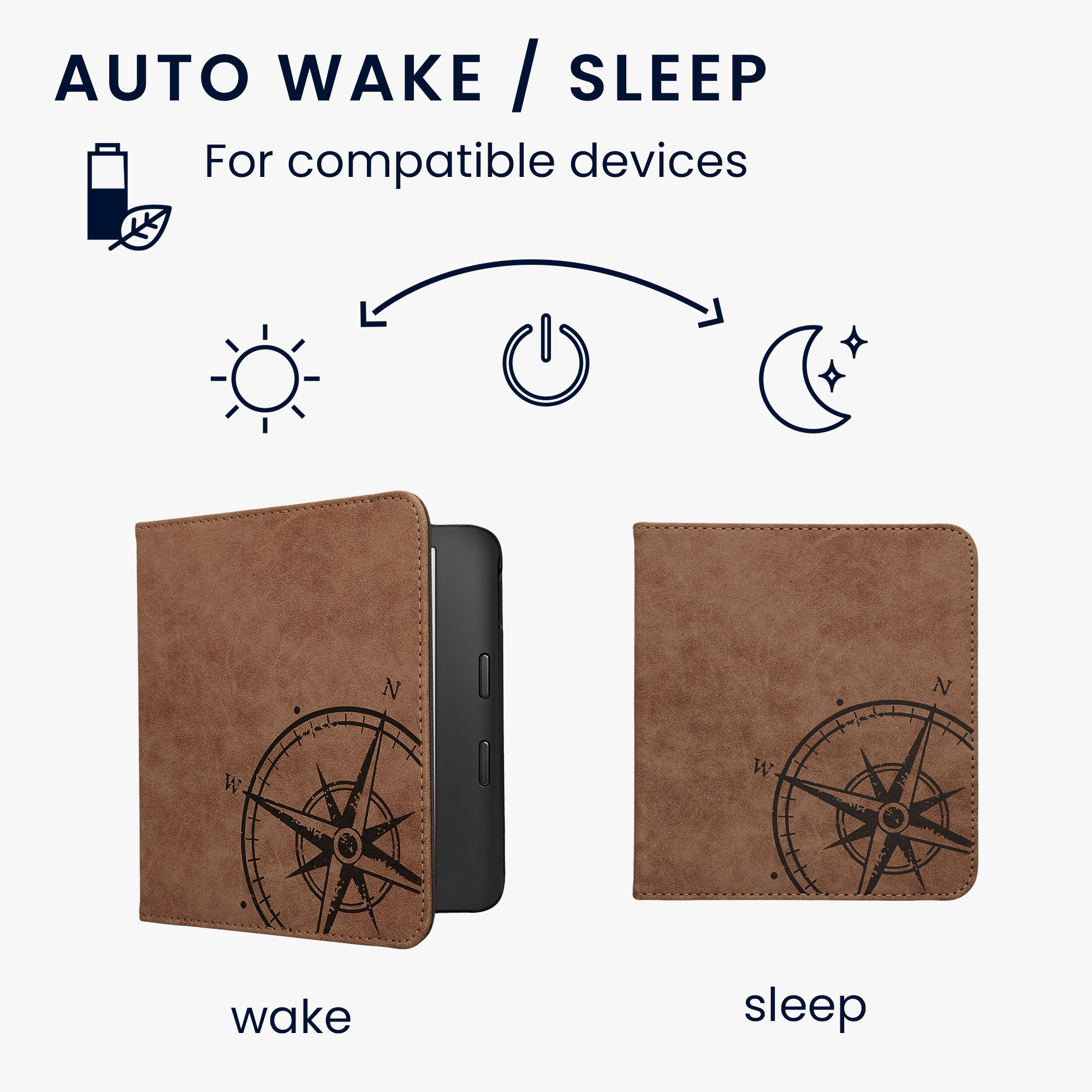 kwmobile pouzdro na čtečku Kobo Libra 2, Navigational Compass hnědá