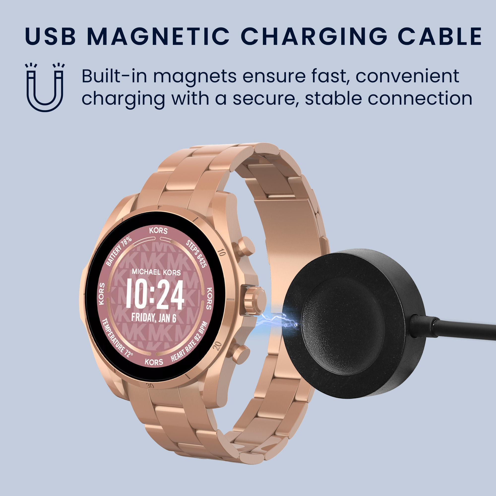 Nabíjecí kabel pro chytré hodinky pro Michael Kors GEN 6 / GEN 5e / GEN 5 / GEN 4 Watch / Skagen Falster 2 kwmobile - černá