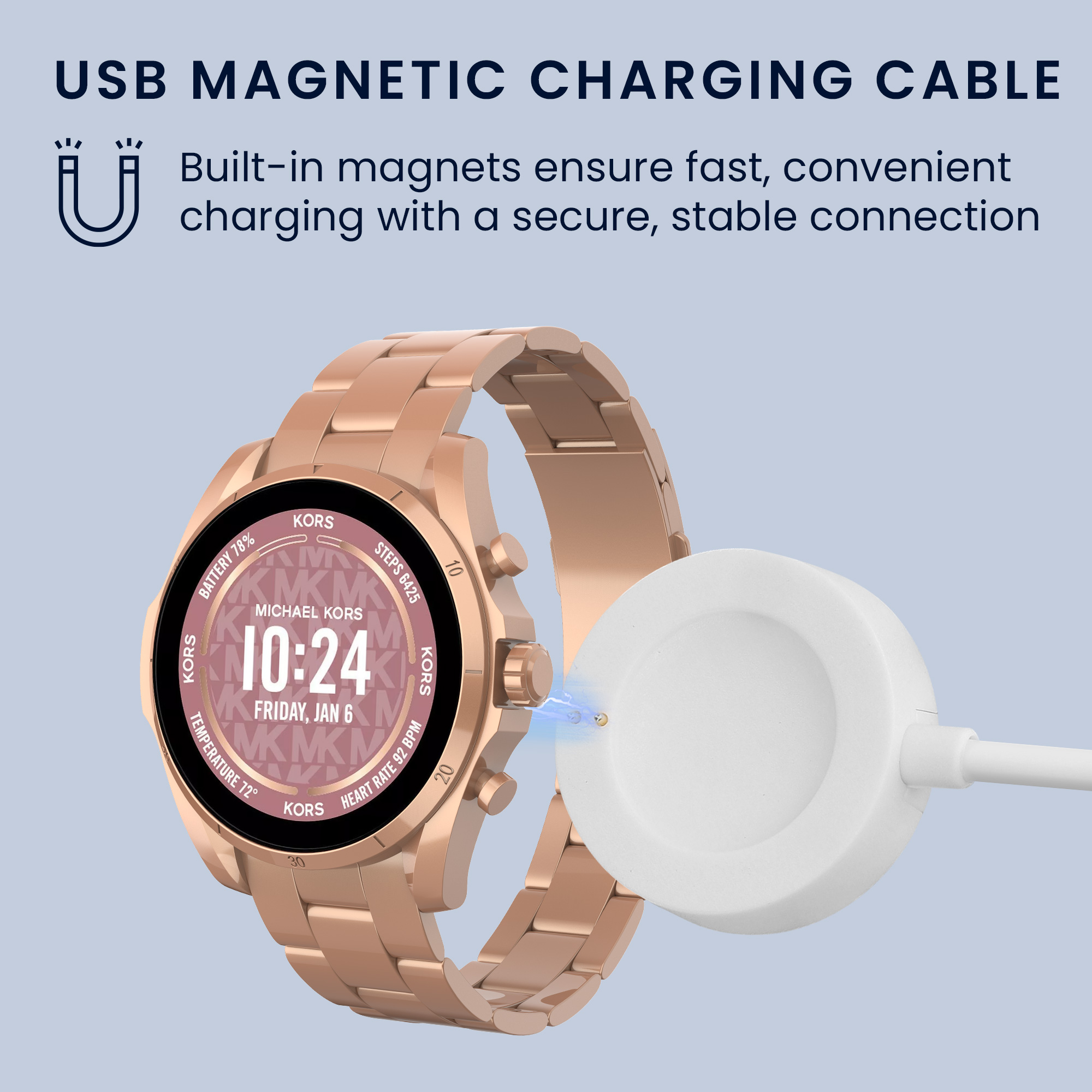 Nabíječka pro chytré hodinky kwmobile pro Michael Kors GEN 6 / GEN 5e / GEN 5 /… - bílá