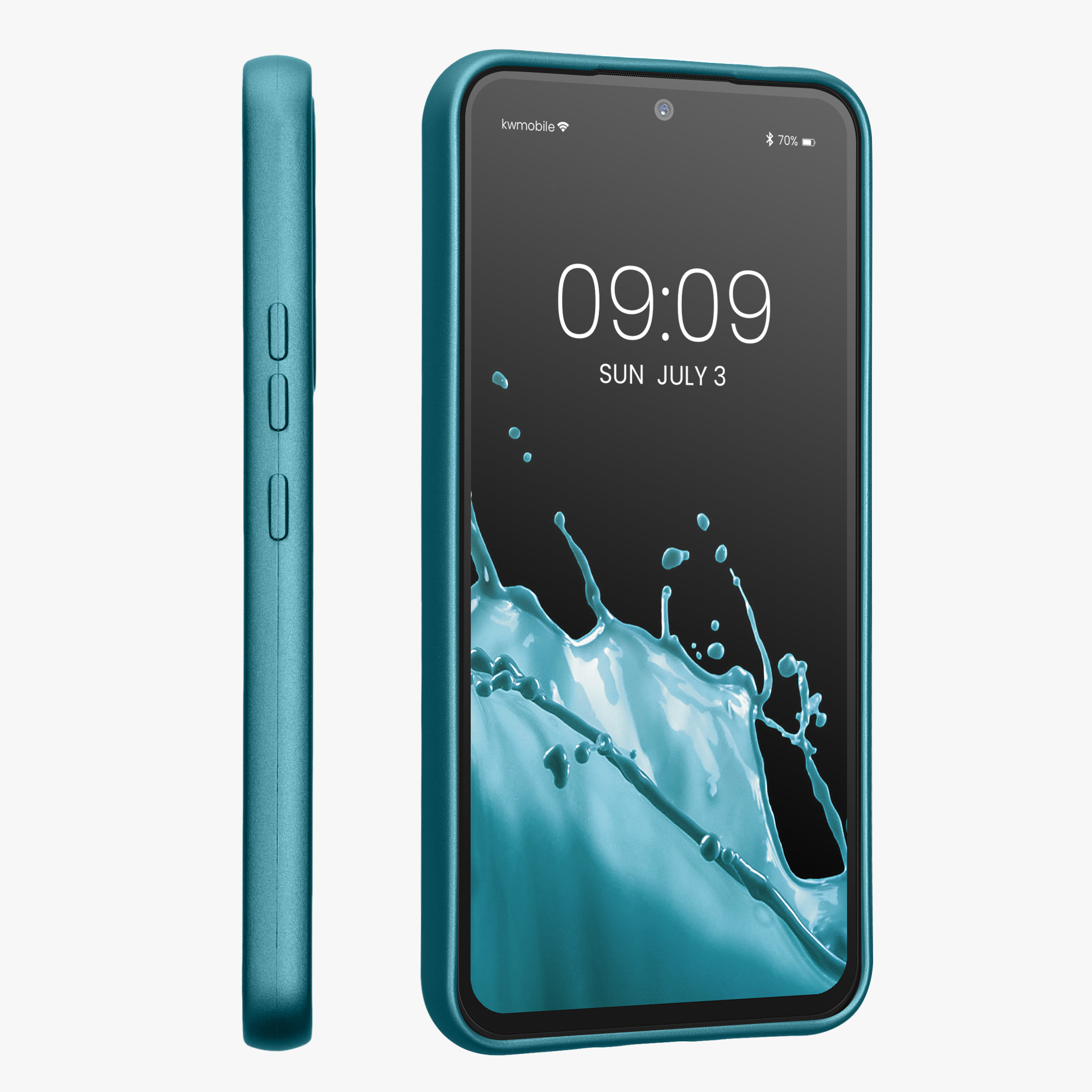 Tenký metalický TPU silikonový kryt pro Samsung Galaxy A54 5G kwmobile ‑ metalická karibská modrá