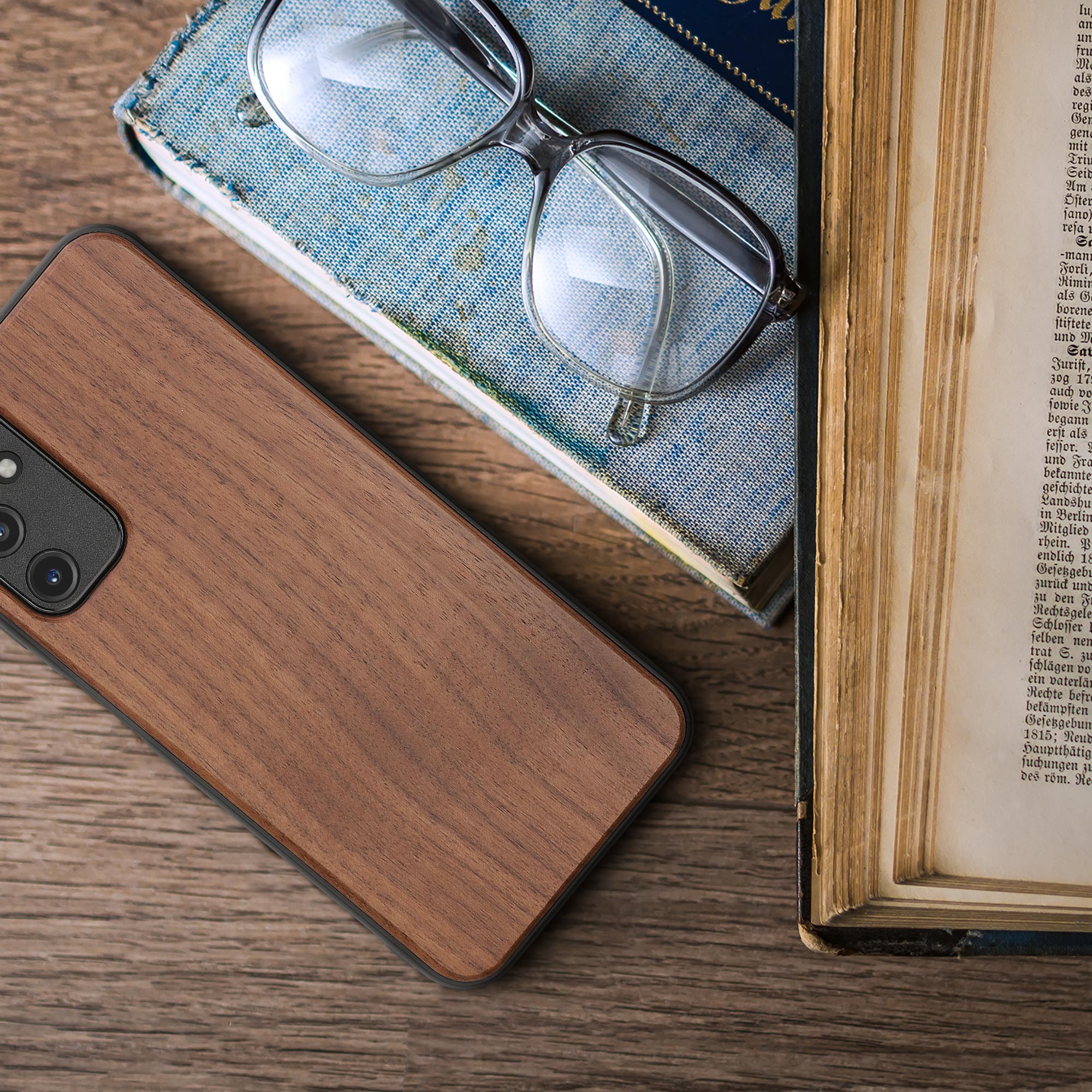 Dřevěný kryt na mobil Samsung Galaxy A14 5G kwmobile TPU rámeček Tmavě hnědá