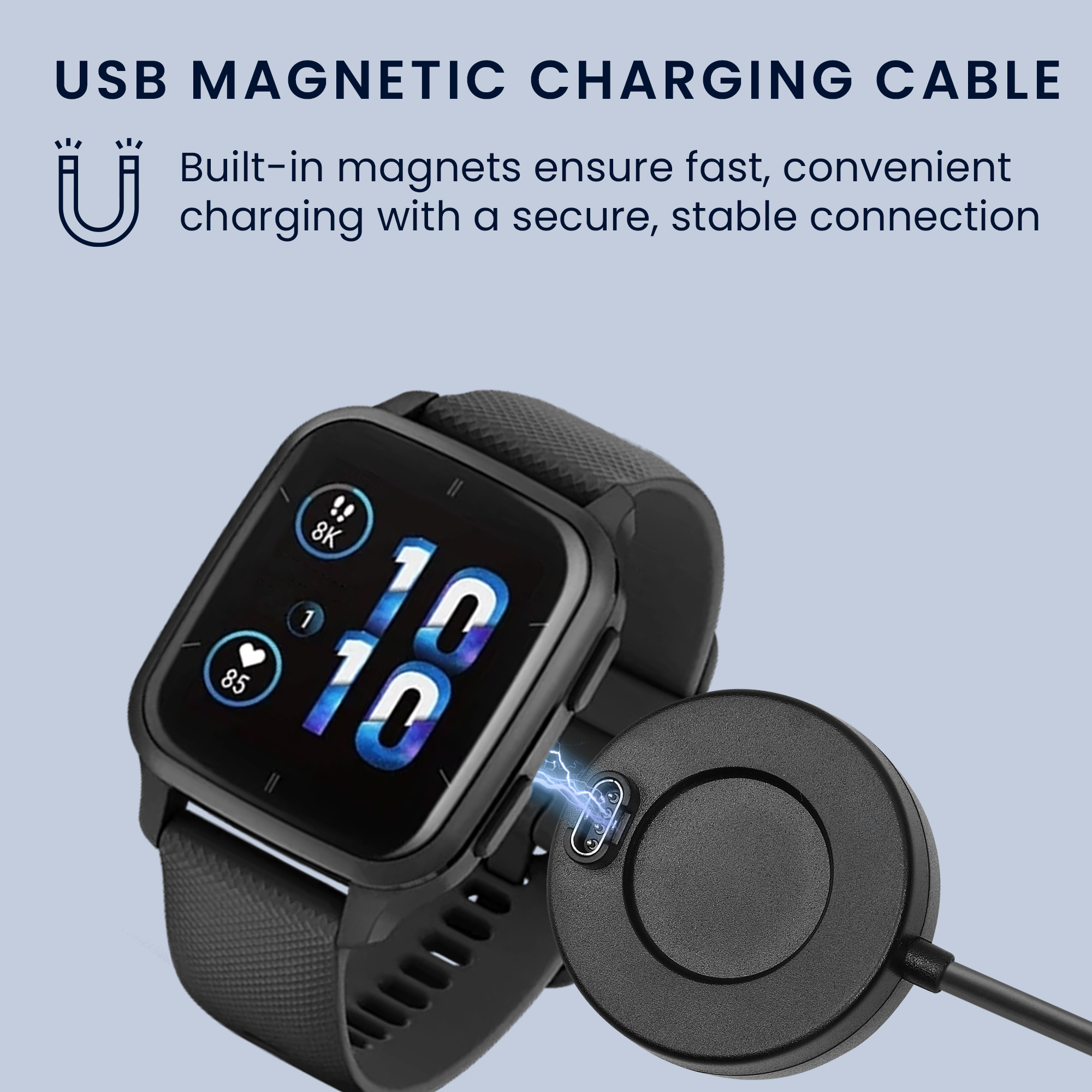 USB-C nabíjecí kabel pro chytré hodinky pro Garmin Venu Sq Music / Sq 2 / Venu 2 Plus / Fenix 7 / vivoactive 4 kwmobile - černá