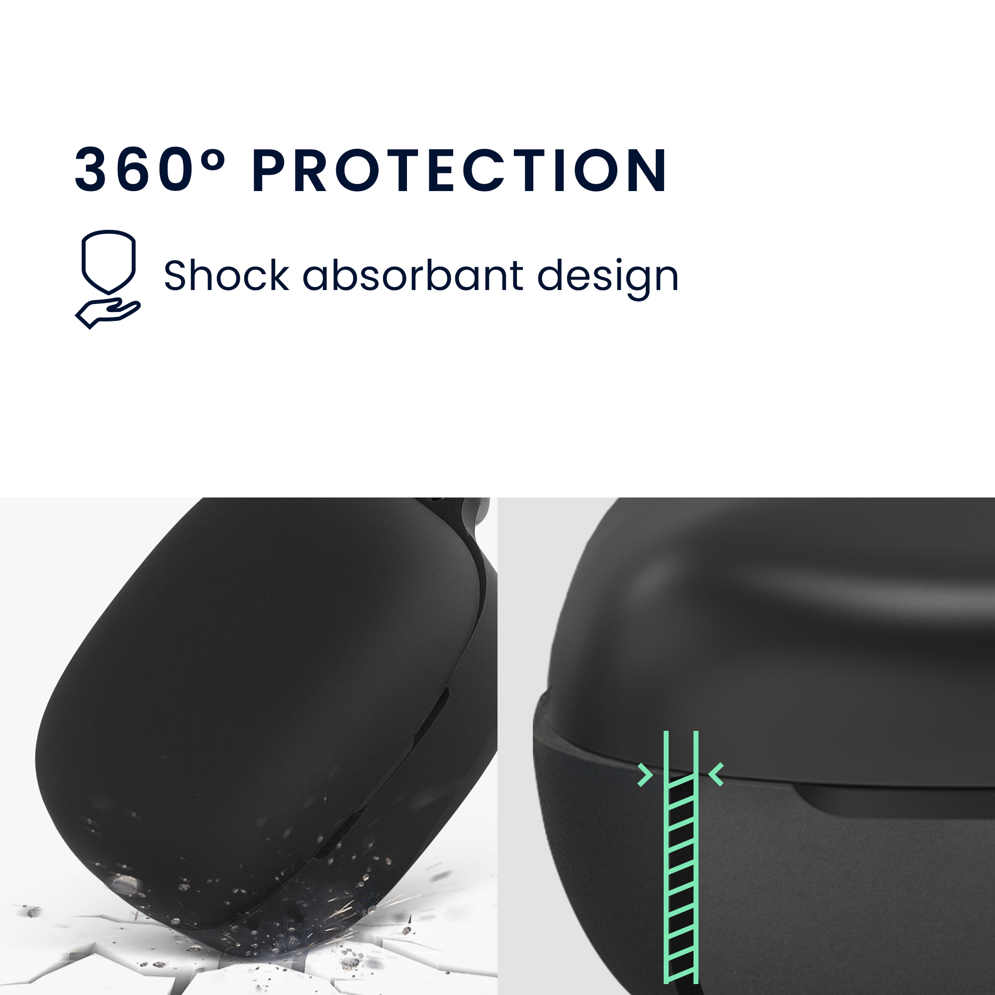Silikonový kryt pouzdra EarFun Air Pro 3 kwmobile s karabinou černá