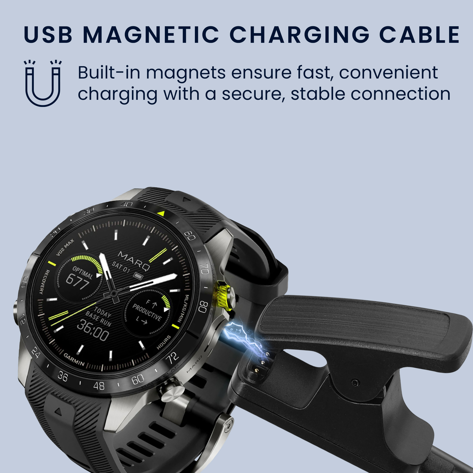Nabíjecí kabel pro chytré hodinky pro Garmin MARQ (není pro MARQ 2) kwmobile - černá