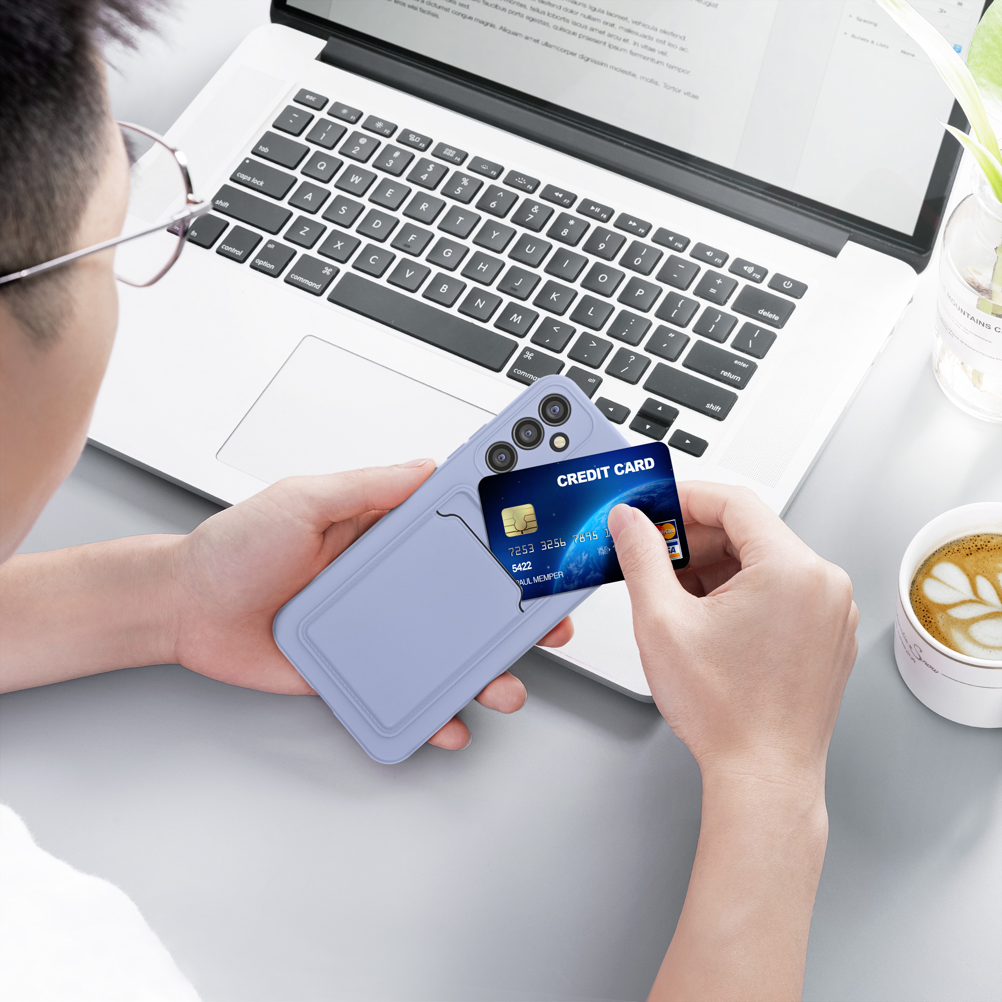 Kryt na mobil Samsung Galaxy A34 5G kwmobile Card Holder levandulový
