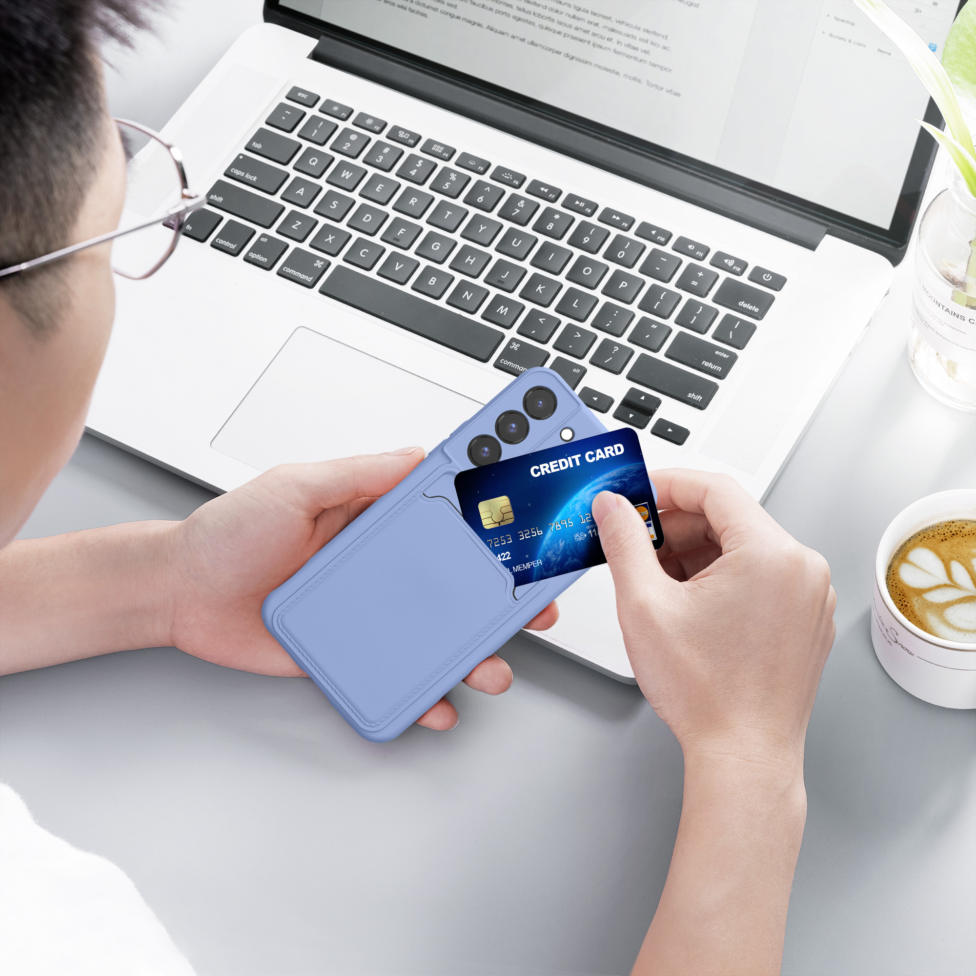 Kryt s kartou na mobil Galaxy S22 kwmobile Card Holder levandulová