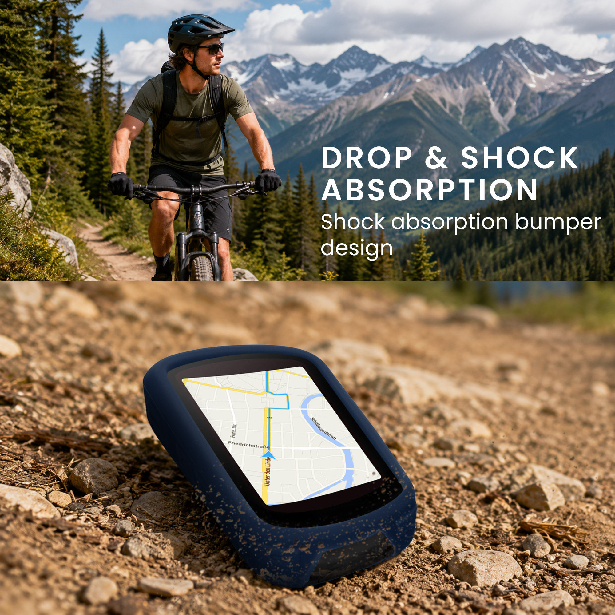Silikonové pouzdro pro Garmin Edge 840 / Edge 540 kwmobile - měkký gumový ochranný kryt na cyklo GPS, tmavě modrá
