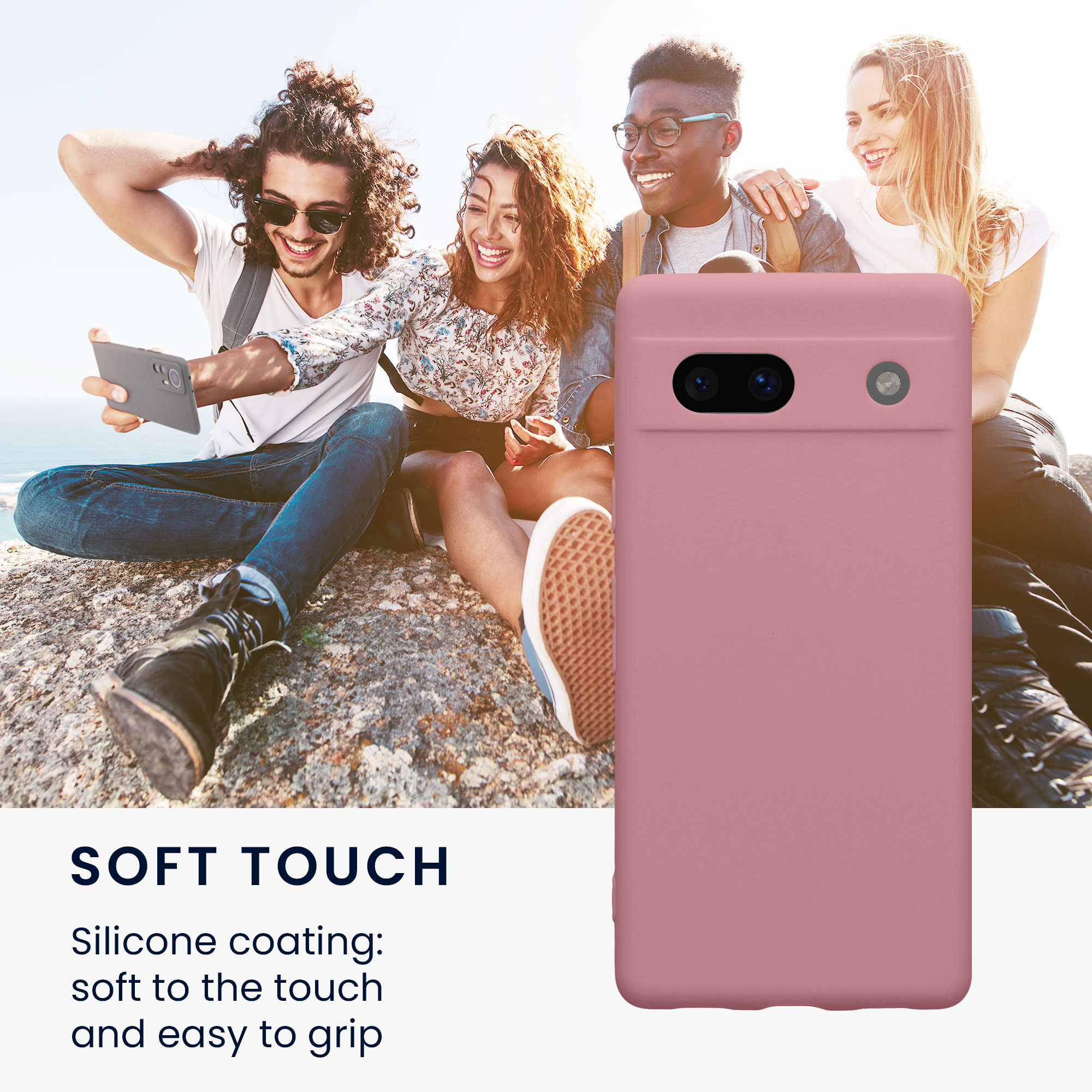 TPU kryt kwmobile Google Pixel 7a - pudrově růžový