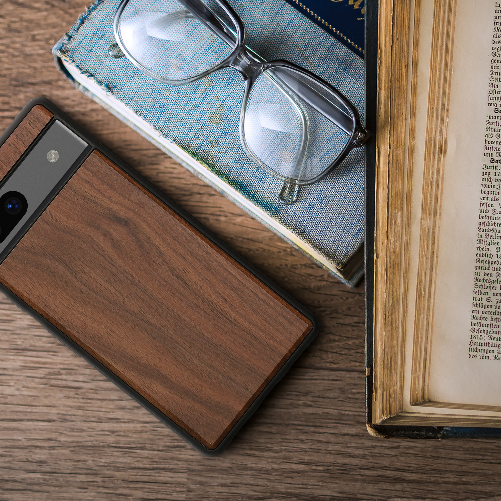Dřevěný kryt pro Google Pixel 7a s nárazuvzdorným TPU rámečkem kwmobile ‑ tmavě hnědá