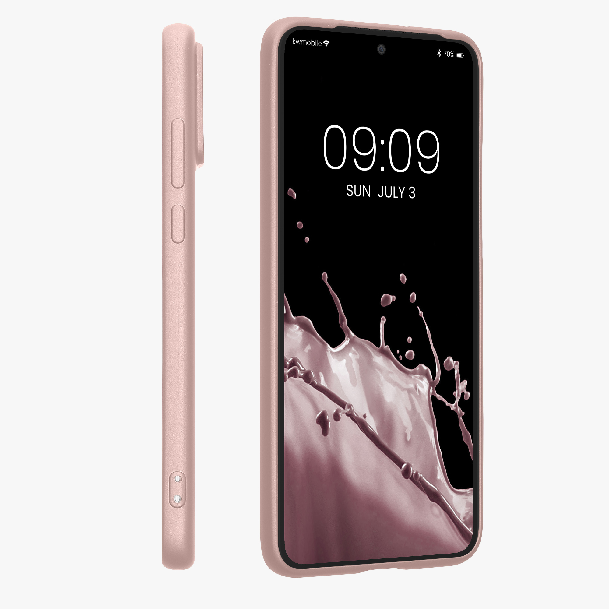 Pouzdro pro Motorola Edge 30 Neo kwmobile tenké metalické silikonové - metalická růžové zlato