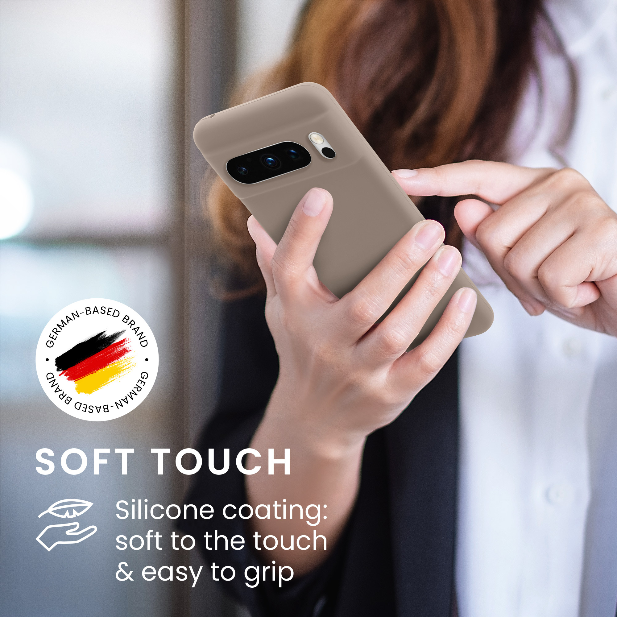 TPU silikonový kryt pro Google Pixel 8 Pro, měkký povrch kwmobile ‑ šedohnědá
