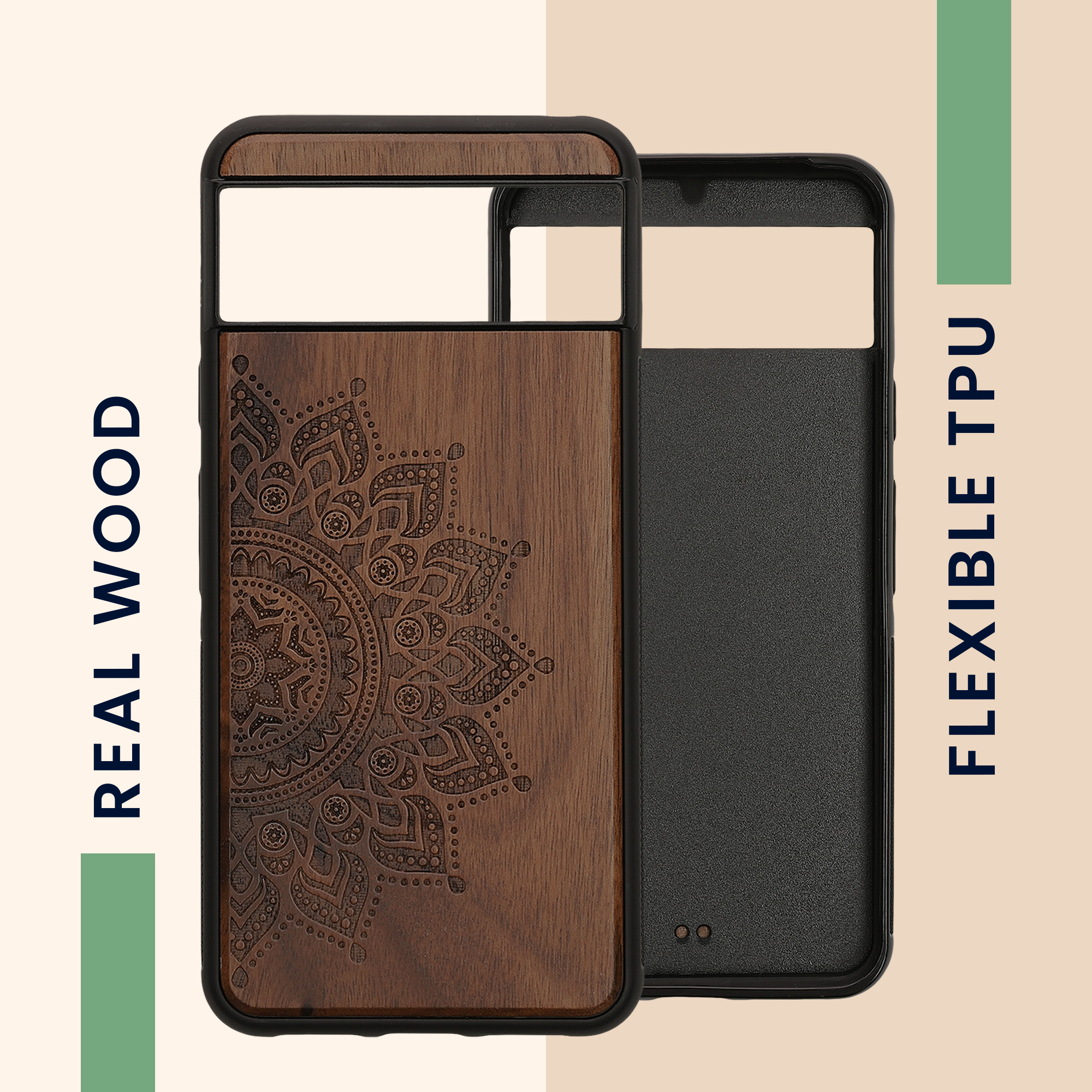 Dřevěný kryt kwmobile Google Pixel 8 - Hard Cover in Dark Brown