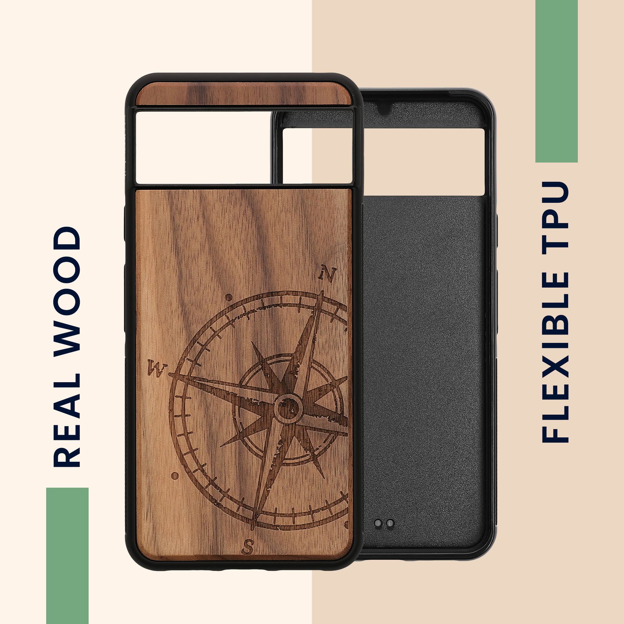 Dřevěný kryt kwmobile pro Google Pixel 8 - Hard Cover in Dark Brown