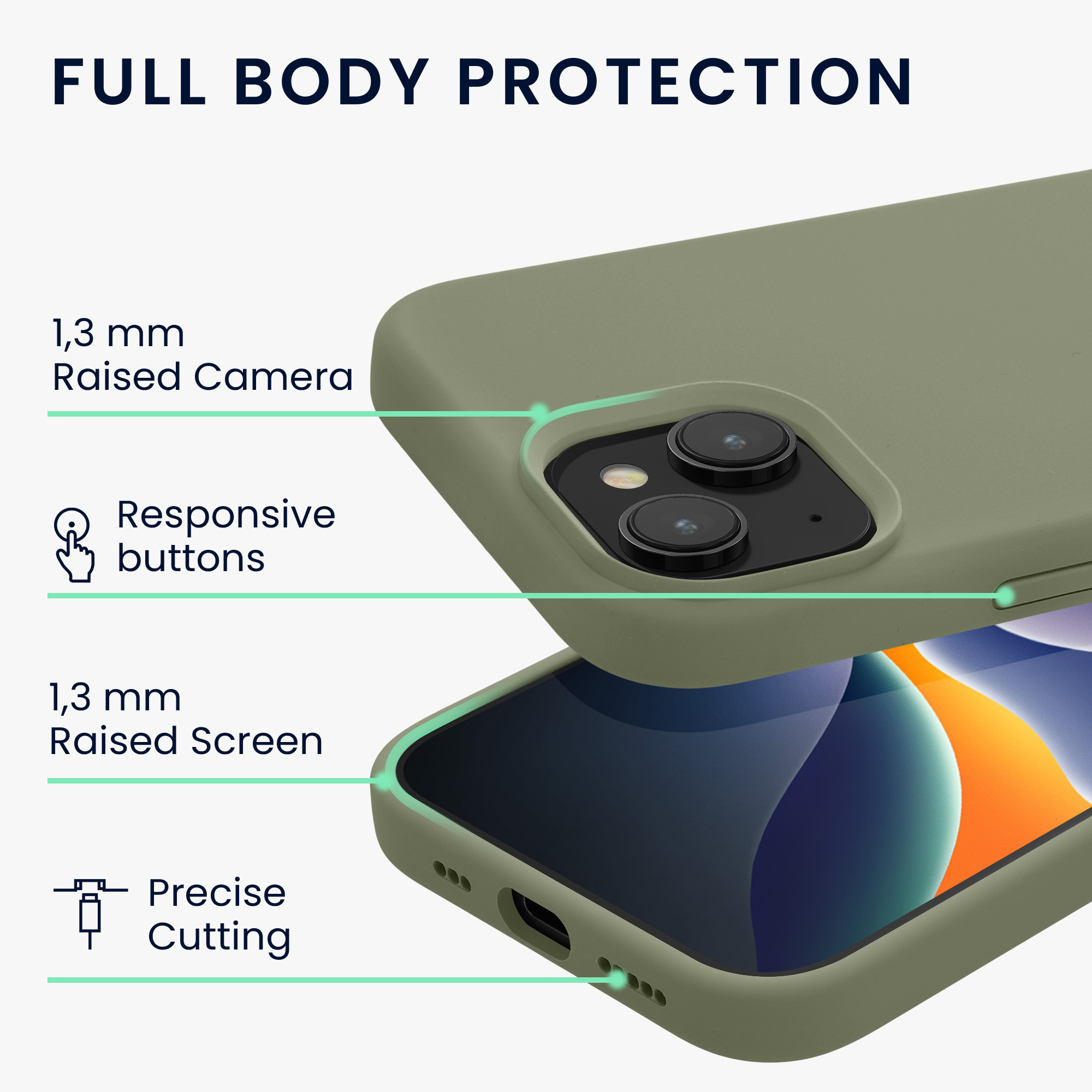 Kryt kwmobile TPU silikonový iPhone 15 zelená
