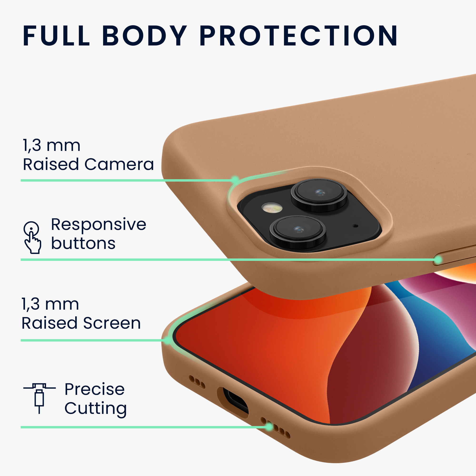 Pouzdro pro iPhone 15 kwmobile silikonové - kapučínová