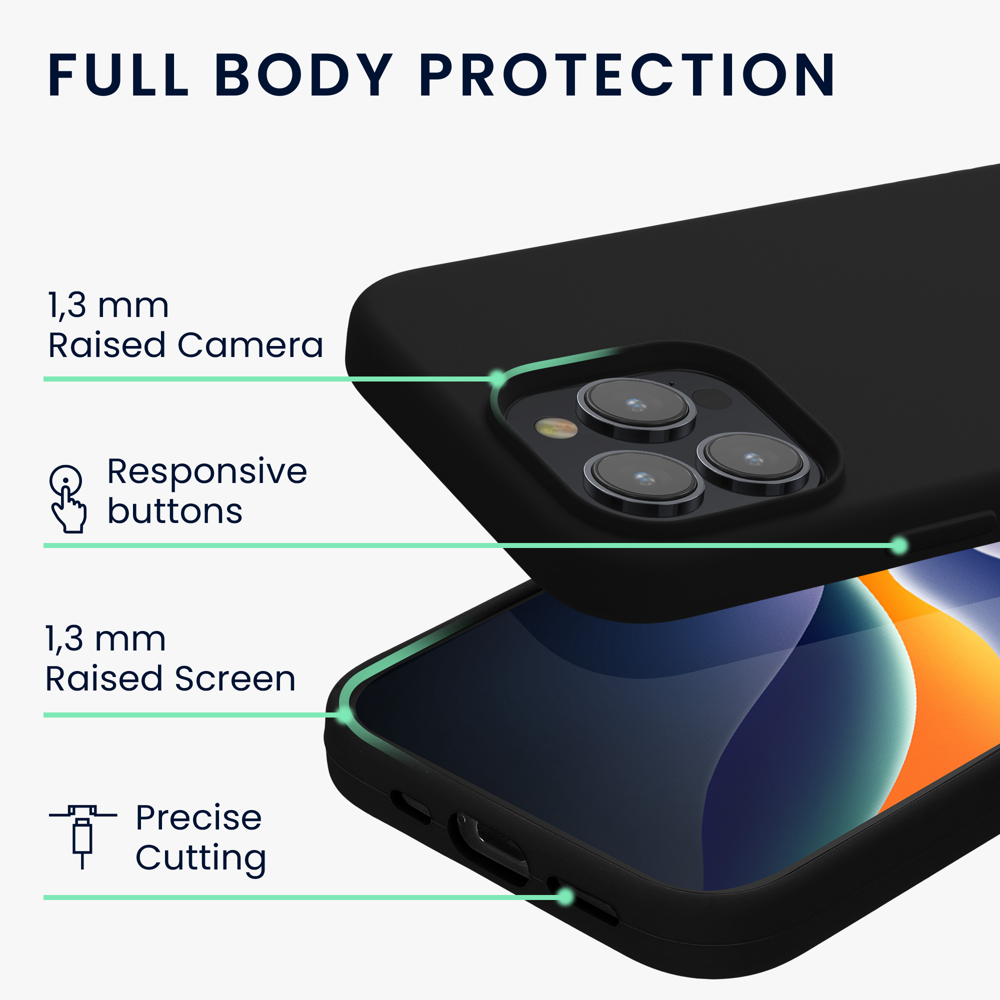 Silikonový kryt kwmobile pro iPhone 15 Pro - černá