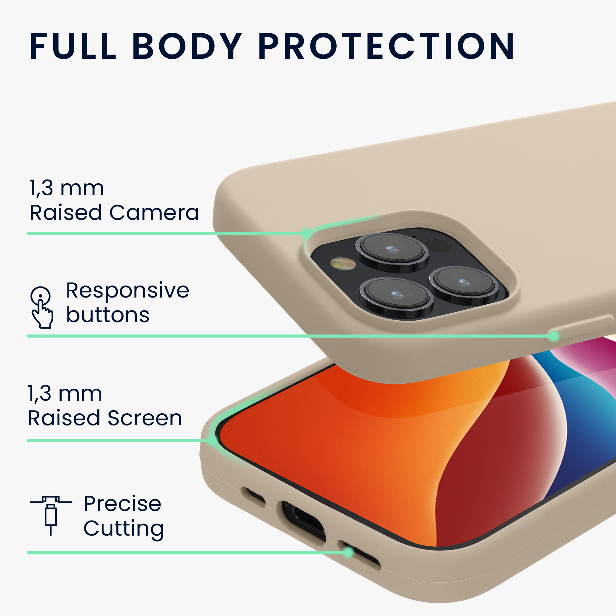Silikonový kryt kwmobile pro iPhone 15 Pro - krémová