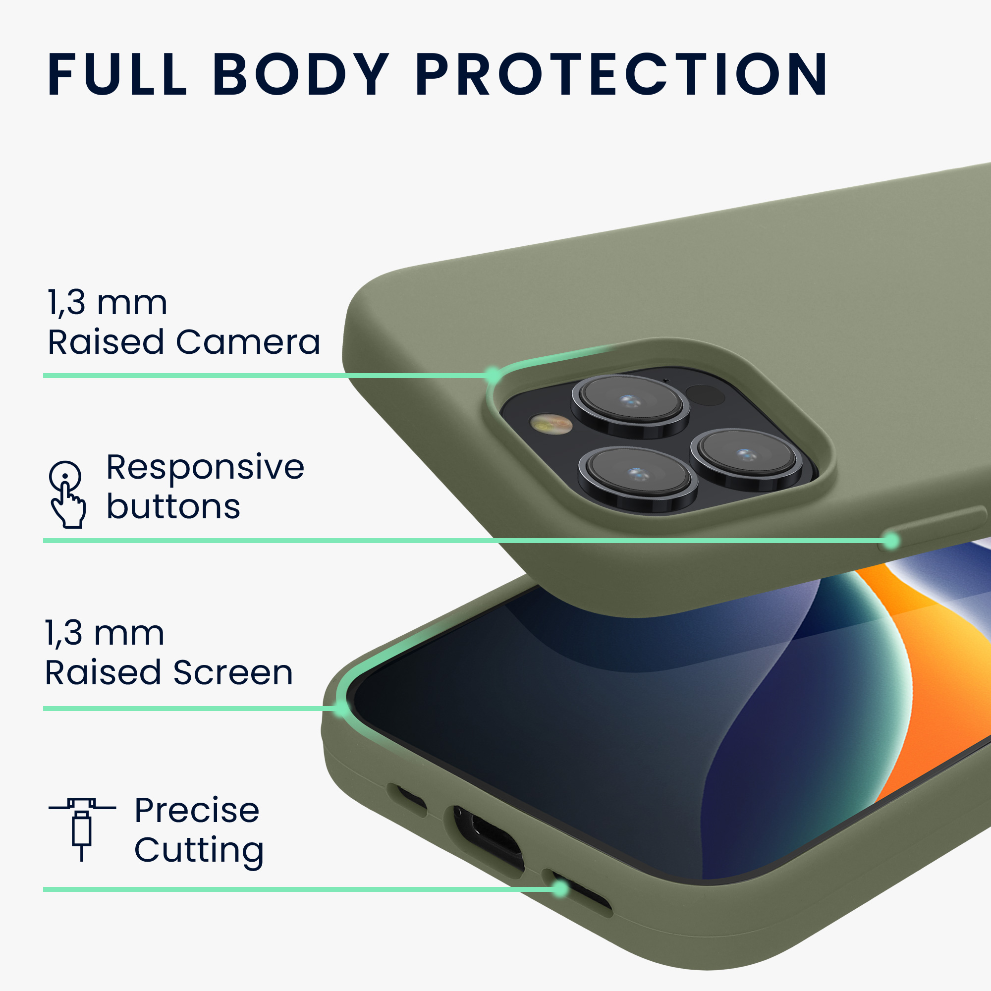 Kryt kwmobile TPU silikonový iPhone 15 Pro zelená