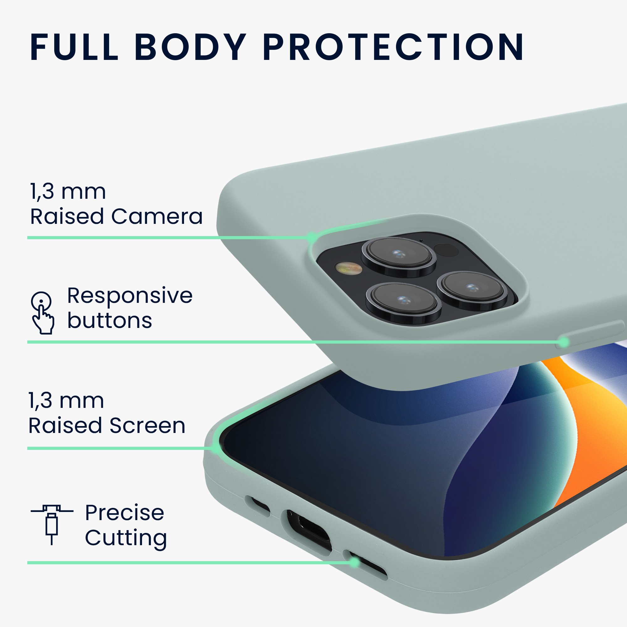 Silikonový kryt kwmobile pro iPhone 15 Pro - mátová