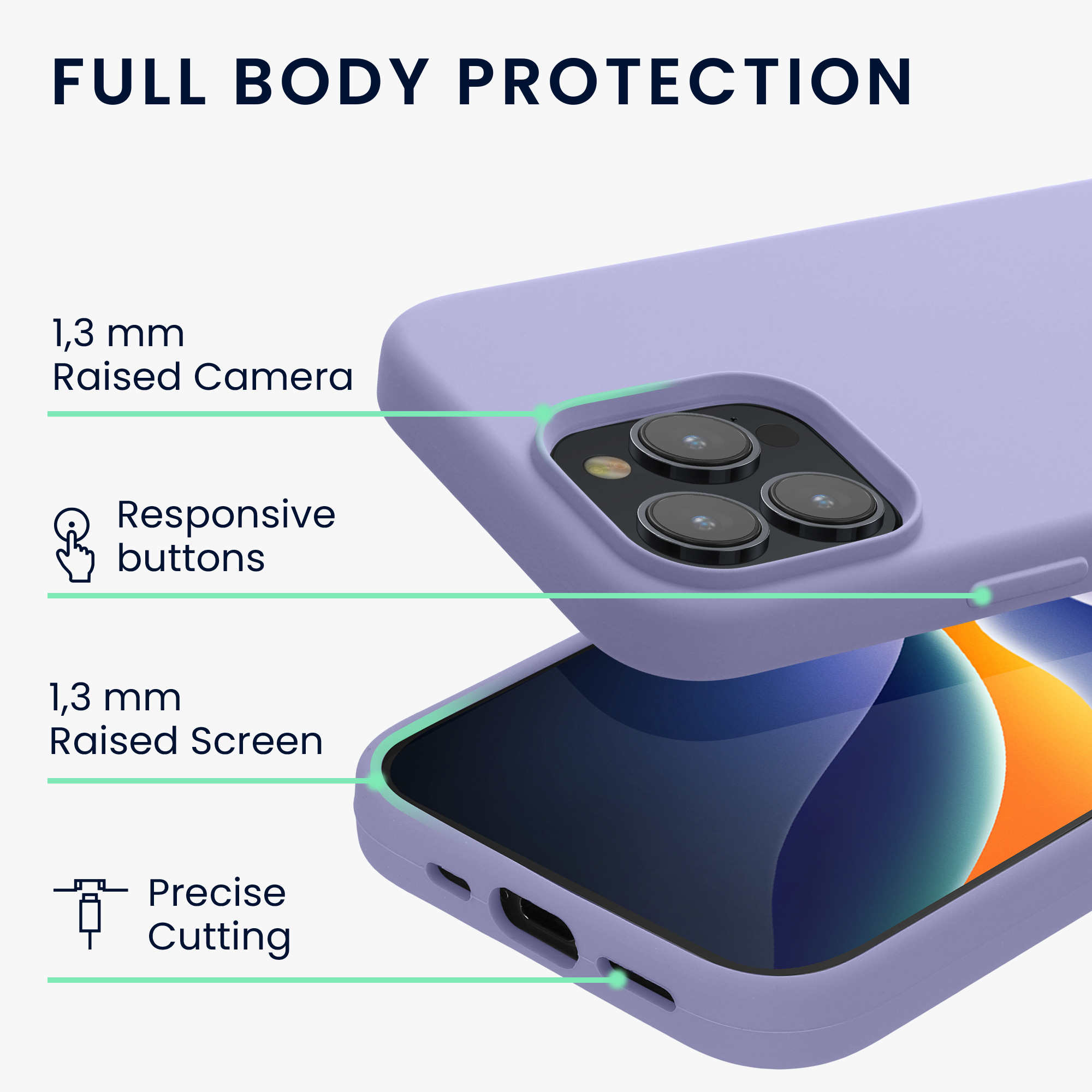 Silikonový kryt kwmobile pro iPhone 15 Pro - levandulová