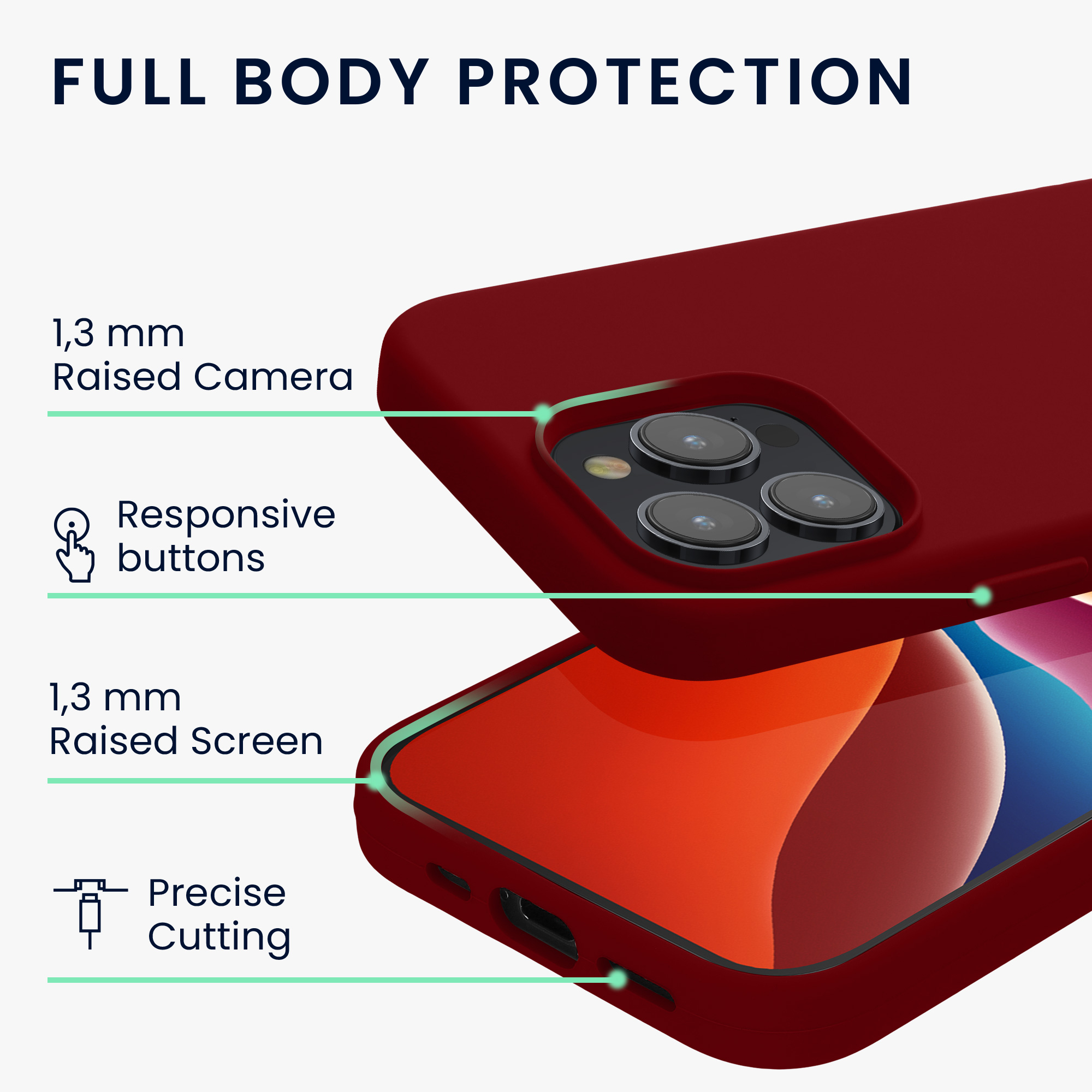 Silikonový kryt kwmobile pro iPhone 15 Pro - rebarborově červená