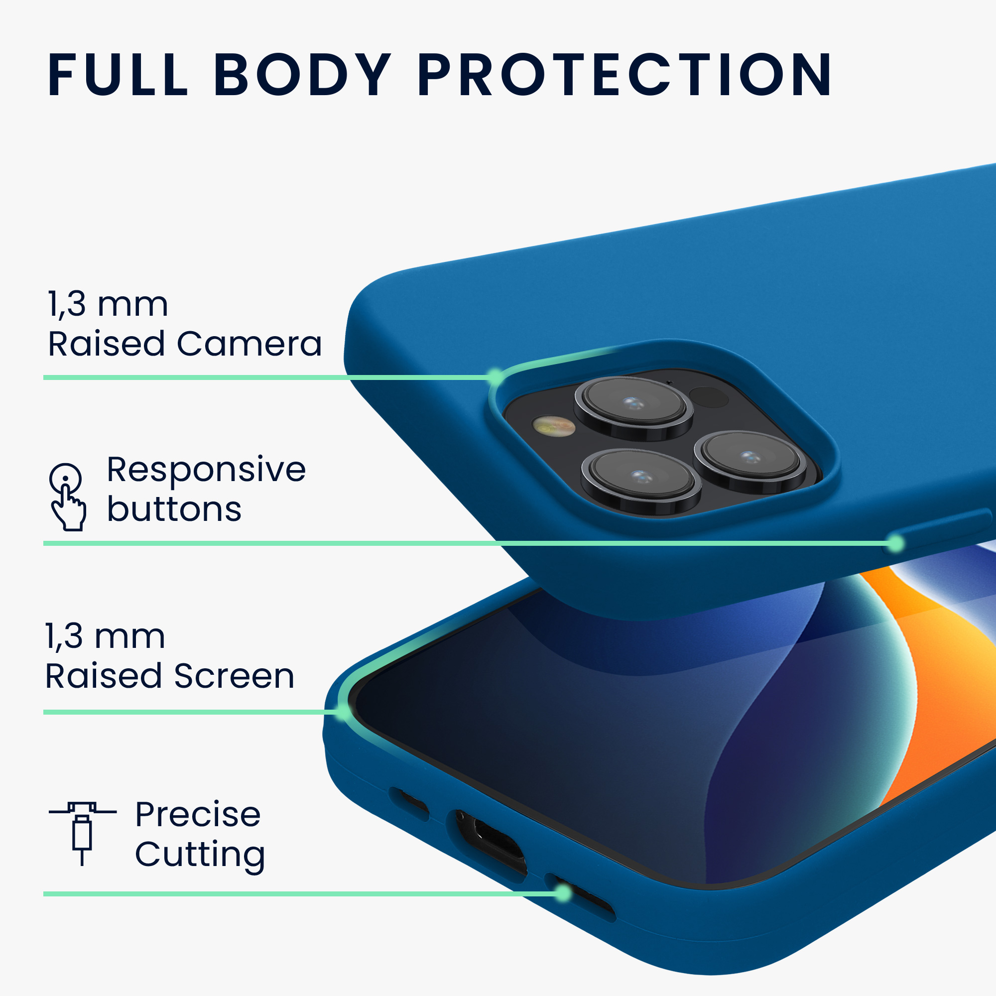 Silikonový kryt kwmobile pro iPhone 15 Pro - modrý útes